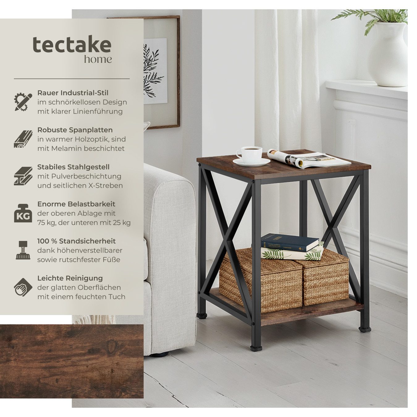 tectake Beistelltisch Carlton (1-St., 1 tlg), günstig online kaufen
