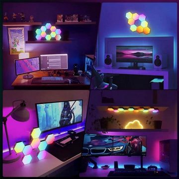 LANOR LED Rückwandbeleuchtung Sechseckige Farb-LED-Paneele,RGB Smart Sync,dekorative Lichter, WIFI APP, RGB, Doppelkopf-USB-Kabel,Waben-Wandleuchter,Spiel-Lichtdekoration