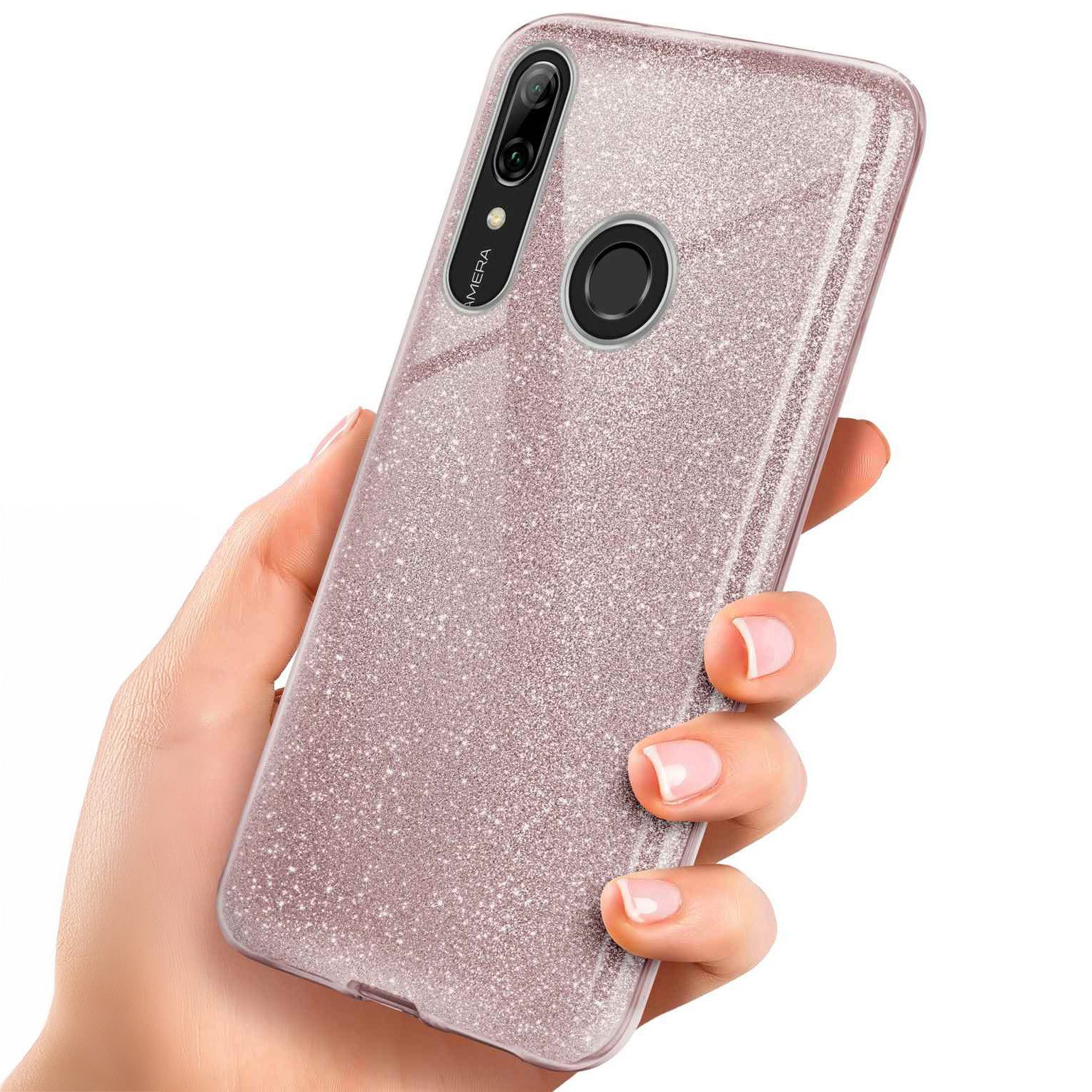 ONEFLOW Handyhülle für Huawei P smart 2019 Glitzer Hülle Glitter Case Rosa 6,21 Zoll, Hülle Glitzernd Dünne Schutzhülle mit Kameraschutz Frauen Glitzerhülle