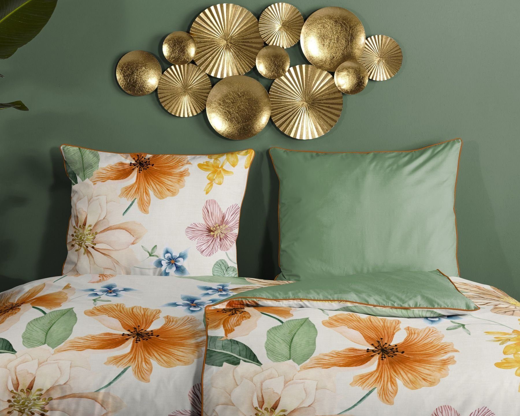 Descanso Bettwäsche Annabelle Bettwäsche-Set Bettbezug & Kissenbezüge Mako Satin, Satin (Bio-Baumwolle), 2 teilig, Mit Biese