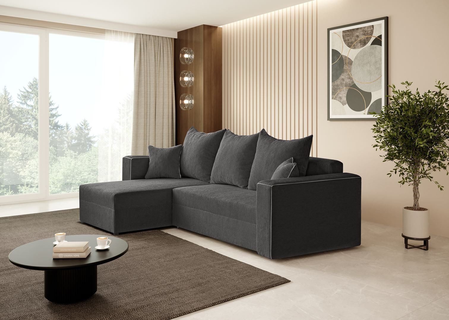 Beautysofa Ecksofa HAMLET, inkl. Schlaffunktion, Bettkasten, universelle Lounge-Ecke, stilvoll L-förmiges Schlafsofa