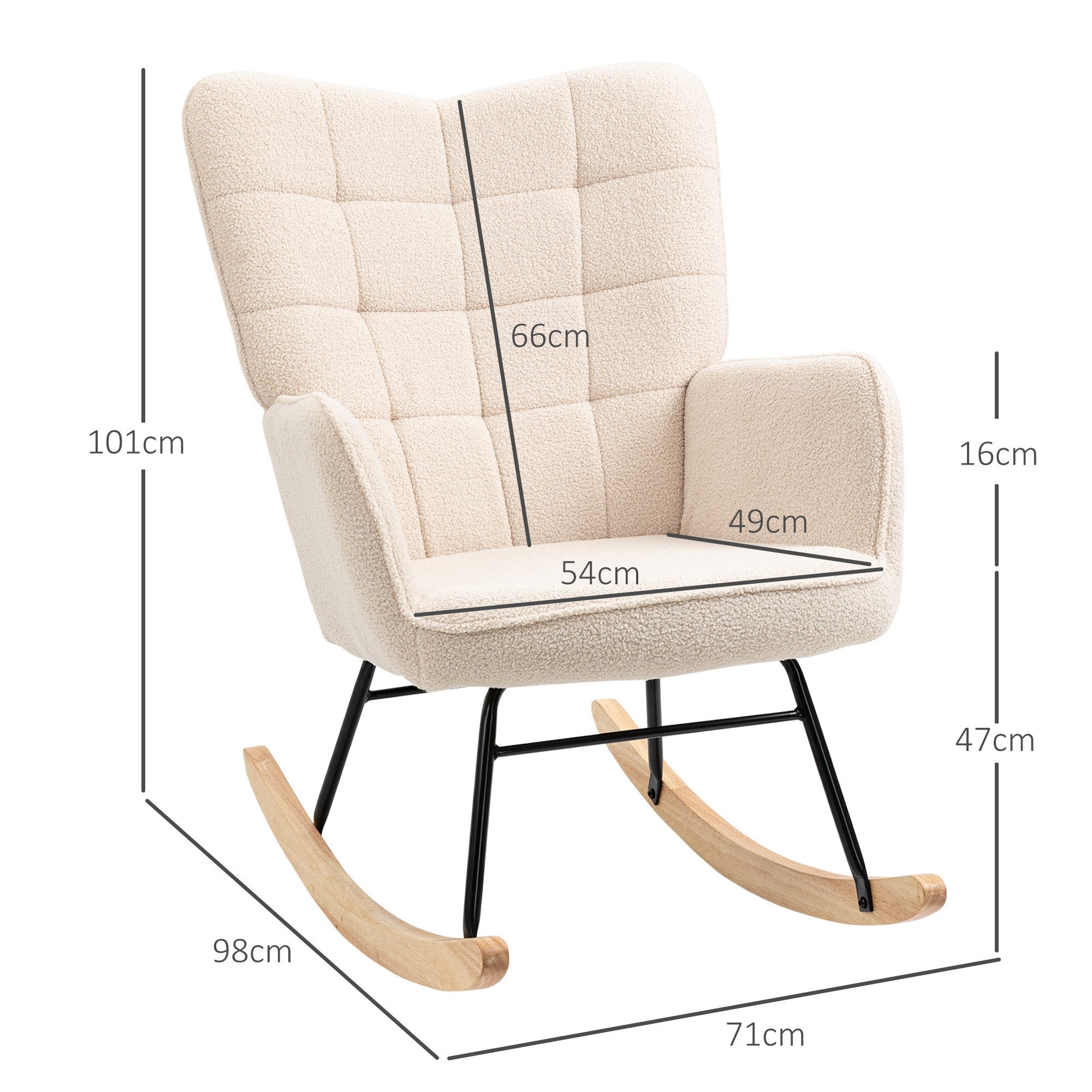 HOMCOM Schaukelstuhl Schwingsessel, Akzentstuhl, Wohnzimmersessel für Schlafzimmer (Schwingsessel, 1 St), für Wohnzimmer, Beige