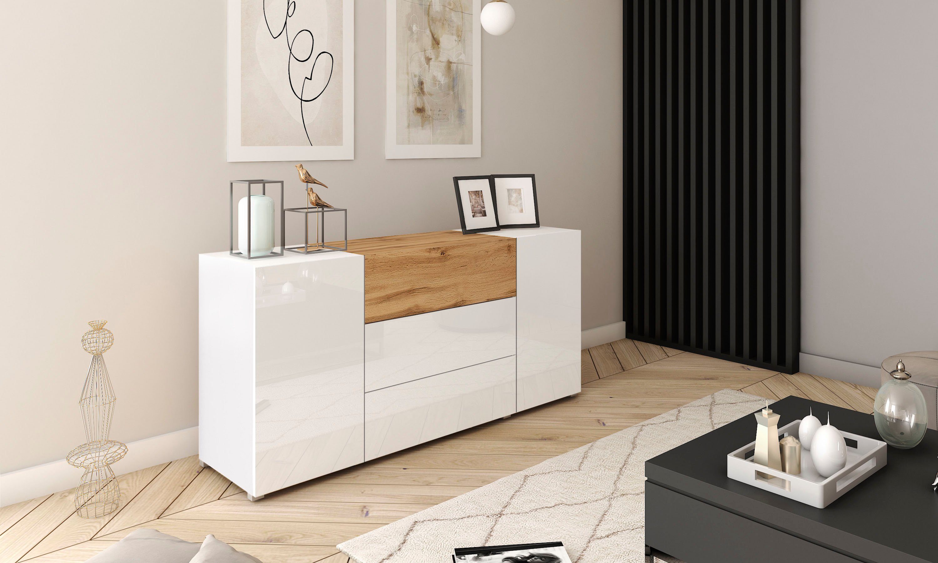 INOSIGN Sideboard BERLIN, Moderne grifflose Kommode Breite 150 cm, 4 Schubk günstig online kaufen
