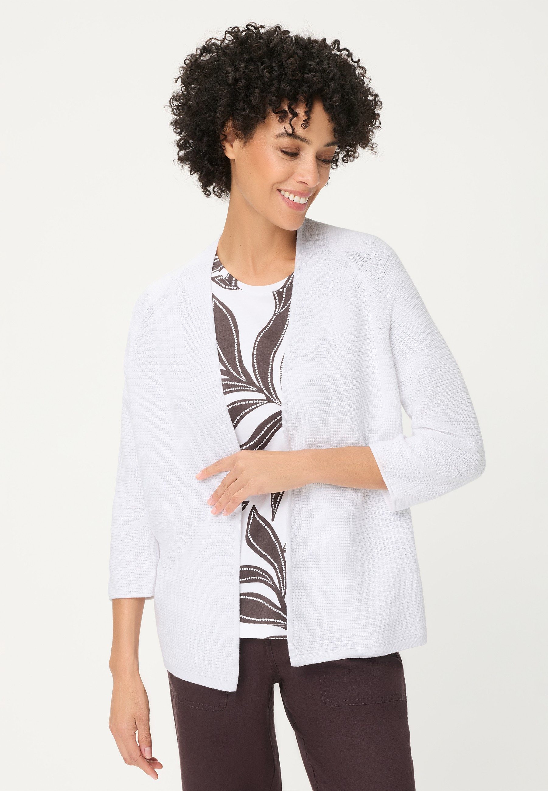 Olsen Cardigan mit Schalkragen und 3/4-Raglanärmeln