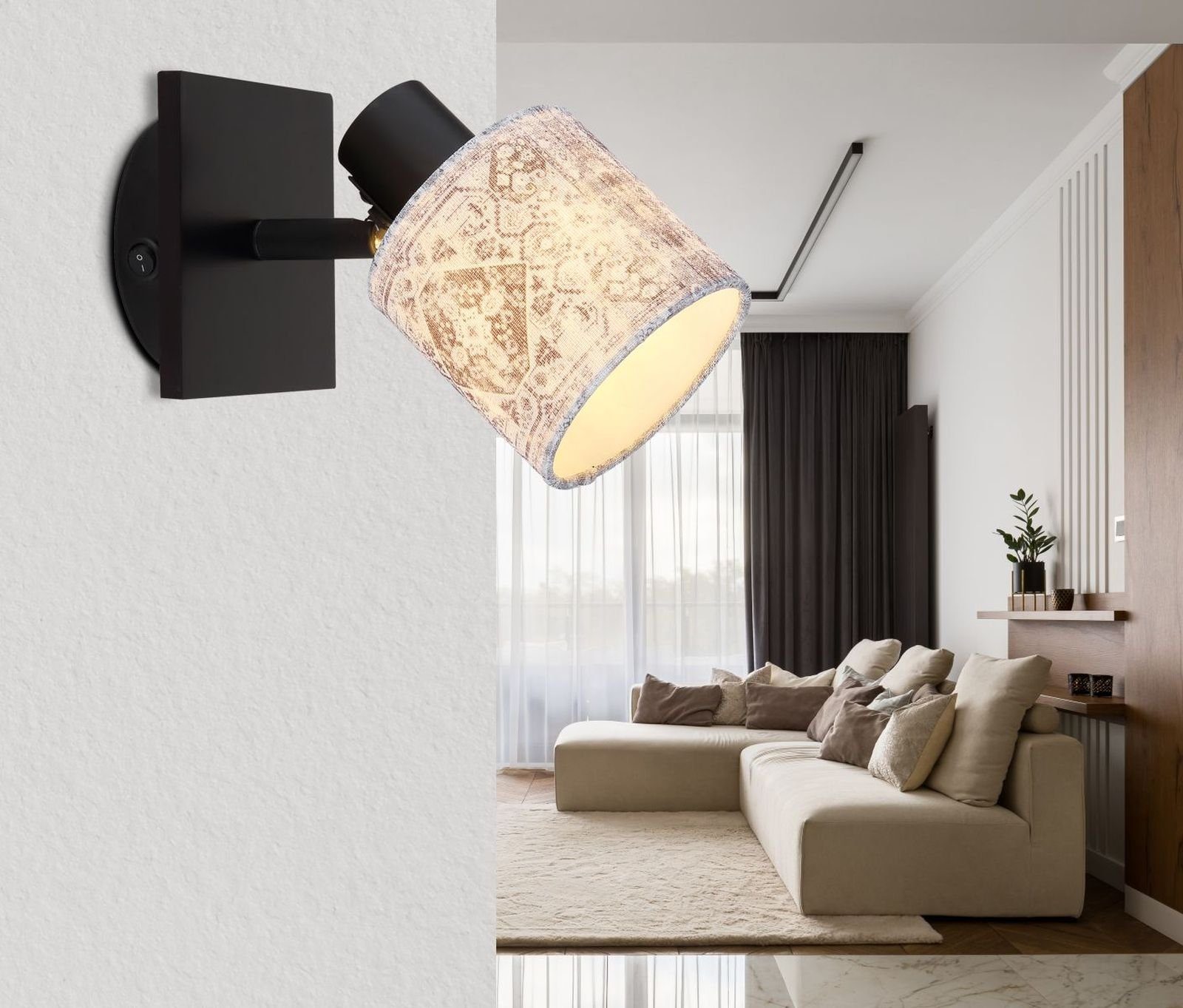 Wandleuchte Wohnzimmer Wandlampe Globo GLOBO Schalter Wandleuchte Innen mit