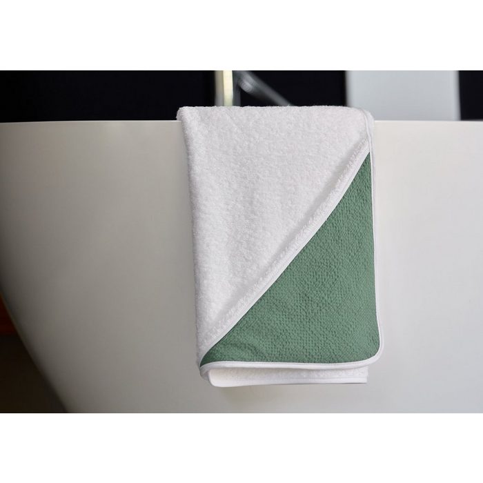 KraftKids Kapuzenhandtuch Doppelkrepp Grün Jade 100% Baumwolle extra dickes und weiches Frottee eingefasst mit Schrägband