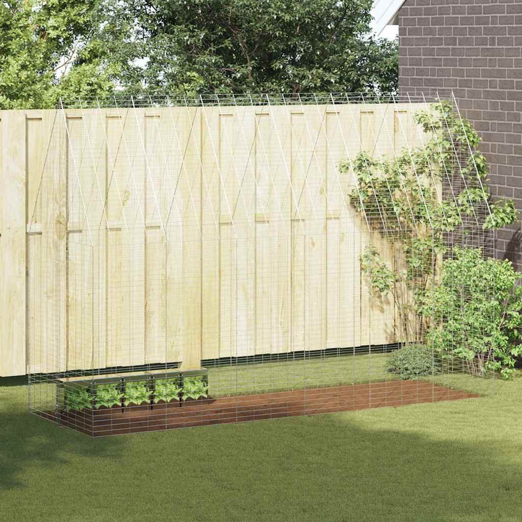 vidaXL Kleintierkäfig, Hasenkäfig Silber 300 x 100 x 210 cm Verzinkter Stahl