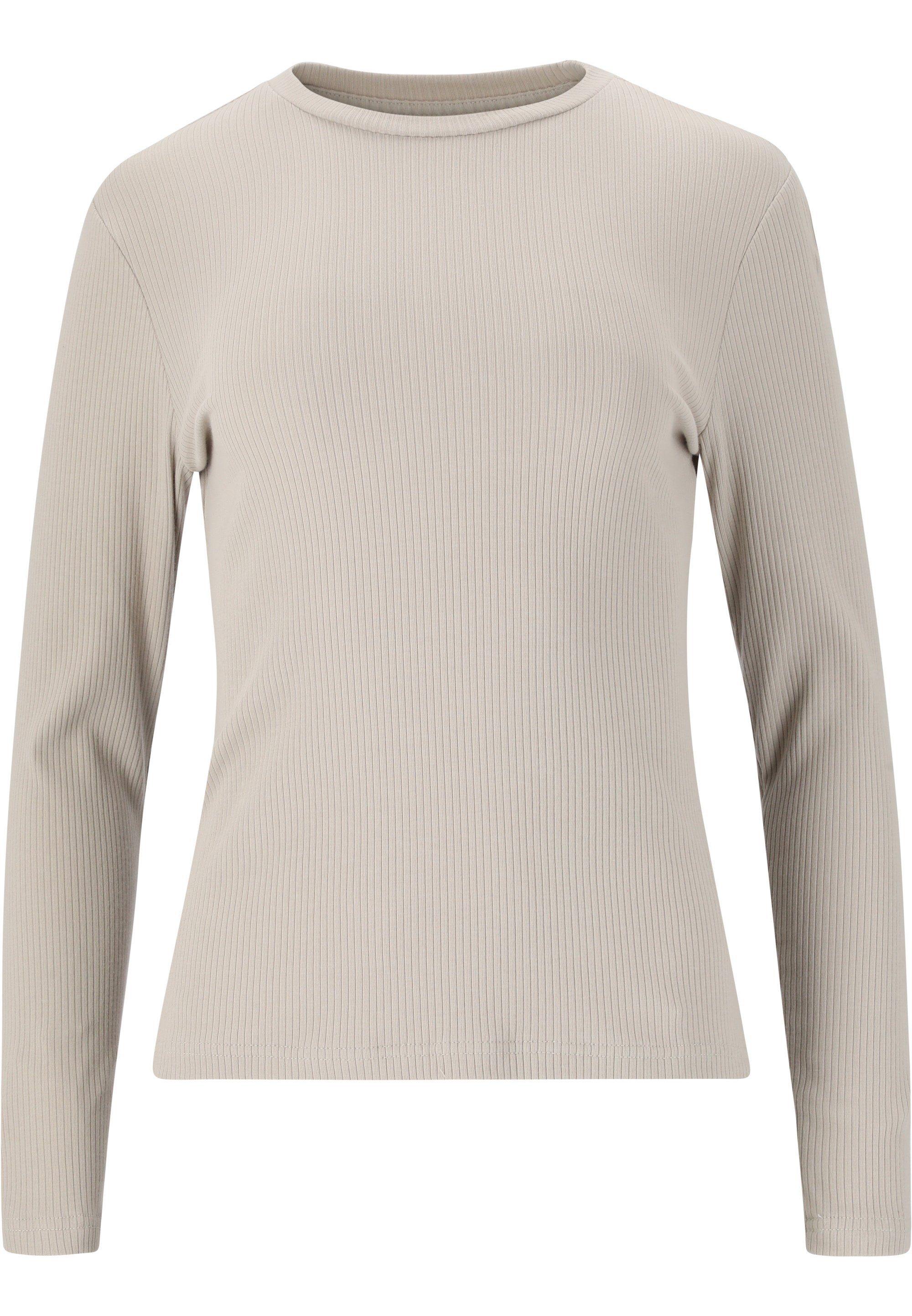 4-Wege-Stretch beige Langarmshirt (1-tlg) Lankae feuchtigkeitsregulierenden und ATHLECIA Eigenschaften mit