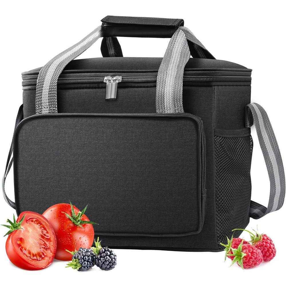 Sarfly Kühltasche 15L Kühltasche Picknicktasche Lunchtasche -klein faltbare Kühltaschen, für Unterwegs, Mittagessen, Büro, Arbeit, Picknick, Ausflug, Strand schwarz
