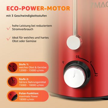7MAGIC Entsafter geräuscharme Saftmaschine für vitaminreiche Obst- und Gemüsesäfte, 400 W, elektrische Saftpresse aus Edelstahl, 550 ml Auffangbehälter