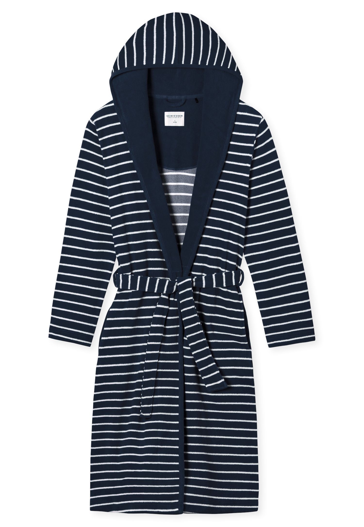 Schiesser Bademantel Feather Terry, Midilänge, Baumwoll-Mix, Kapuze, Gürtel günstig online kaufen