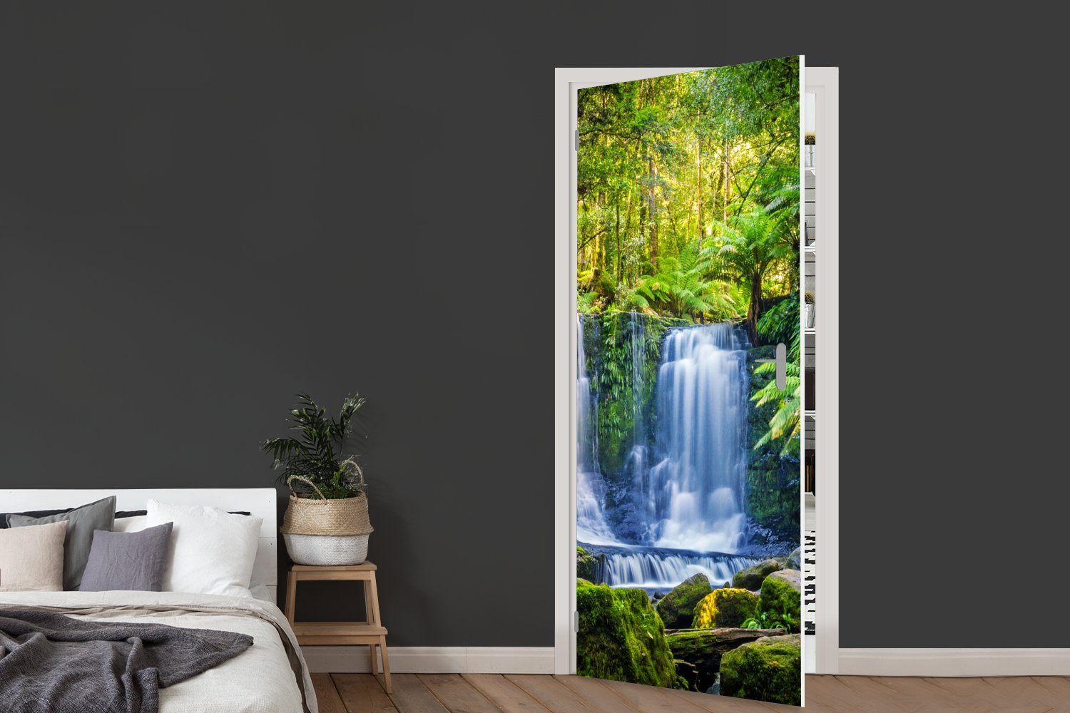 MuchoWow Türtapete Dschungel - Australien Natur, Pflanzen St), Fototapete für Tür, Wasserfall - (1 Türaufkleber, bedruckt, 75x205 Matt, cm - 