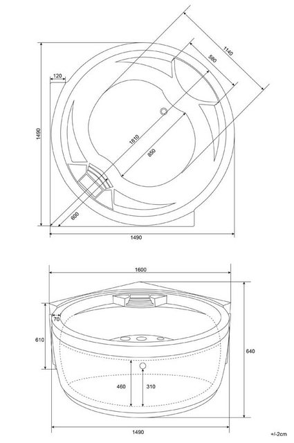 HOME DELUXE Whirlpool GALOS, 6 Düsen, Wasserfall, Whirlpool für bis zu 2 Personen, LED-Beleuchtung