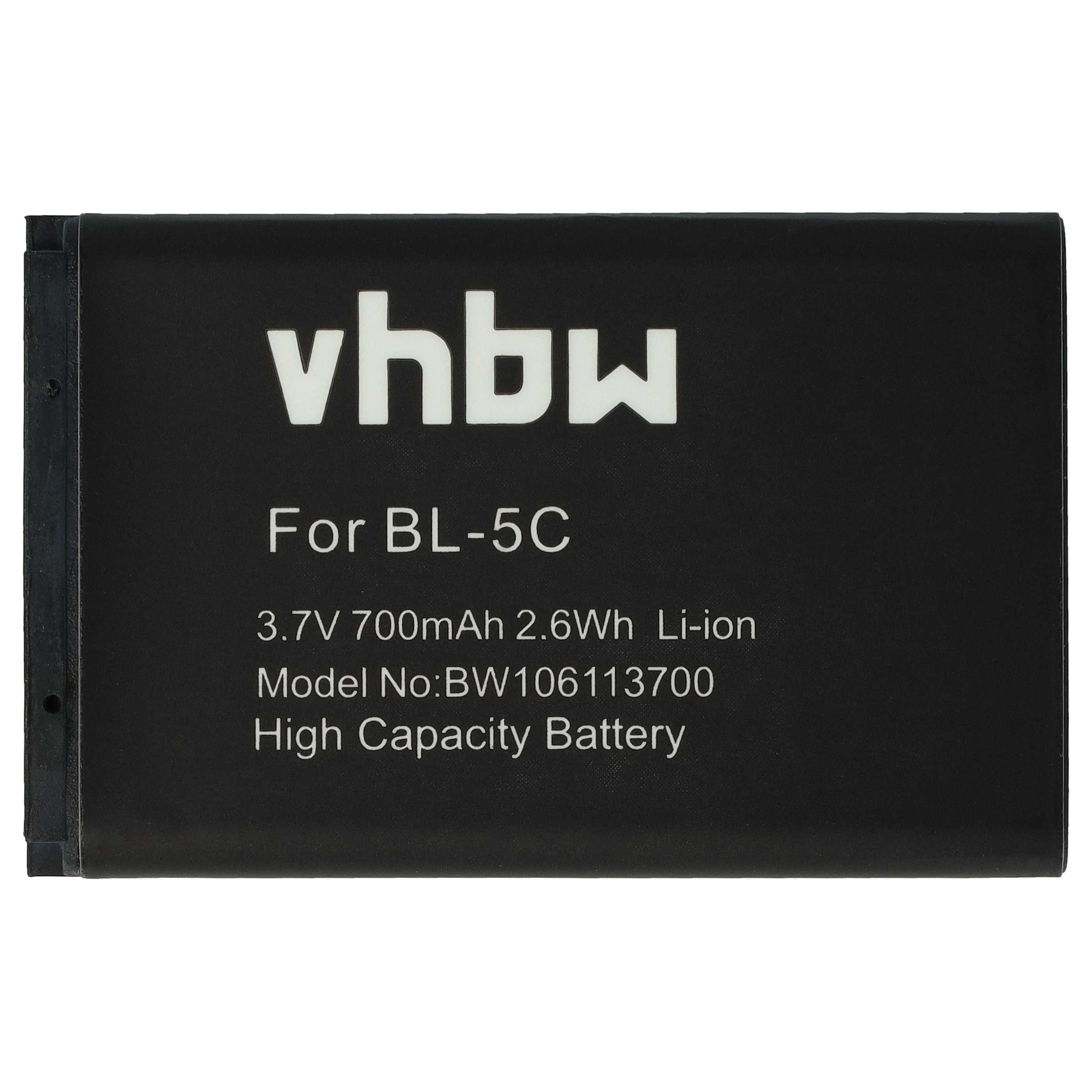 vhbw Akku Ersatz für Doro TB-BL5C, SIB-16 für Mobilfunk (700 mAh, 3,7 V, Smartphone-Akku Akku Li-Ion 700 mAh (3,7 V, 3 St), Leistungsfähige Austausch-Akkus für Telefon, Smartphone