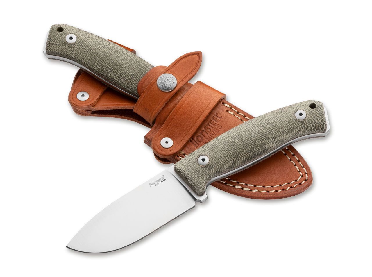 LionSteel Taschenmesser Feststehendes Messer M2M Micarta Green