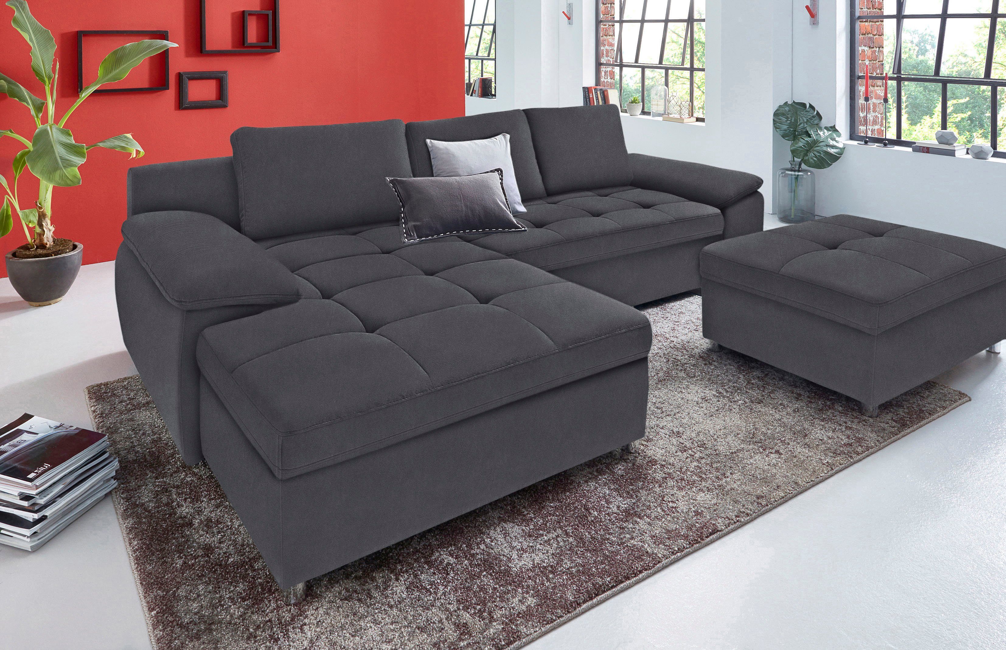 OTTO home Ecksofa Labene, L-Form, B: 270/290 cm, Bettfunktion & Bettkasten wählbar, XL/XXL wählbar, Federkern wählbar, lose Rückenkissen, modernes Design