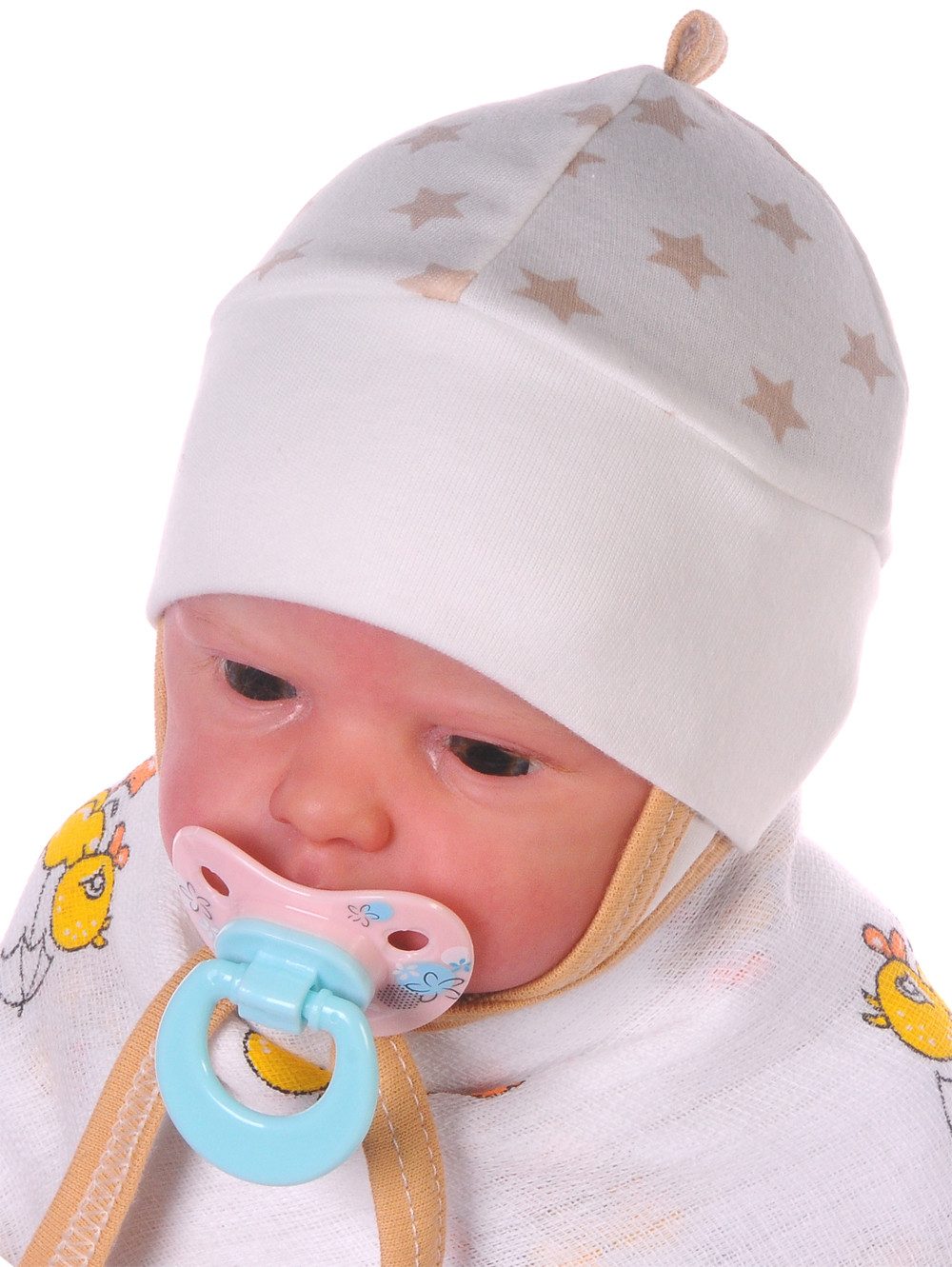 La Bortini Erstlingsmütze Mütze für Neugeborene Babymütze Baby Haube mit Sternchen aus reiner Baumwolle, 32 34 36 38 40 42 44 46