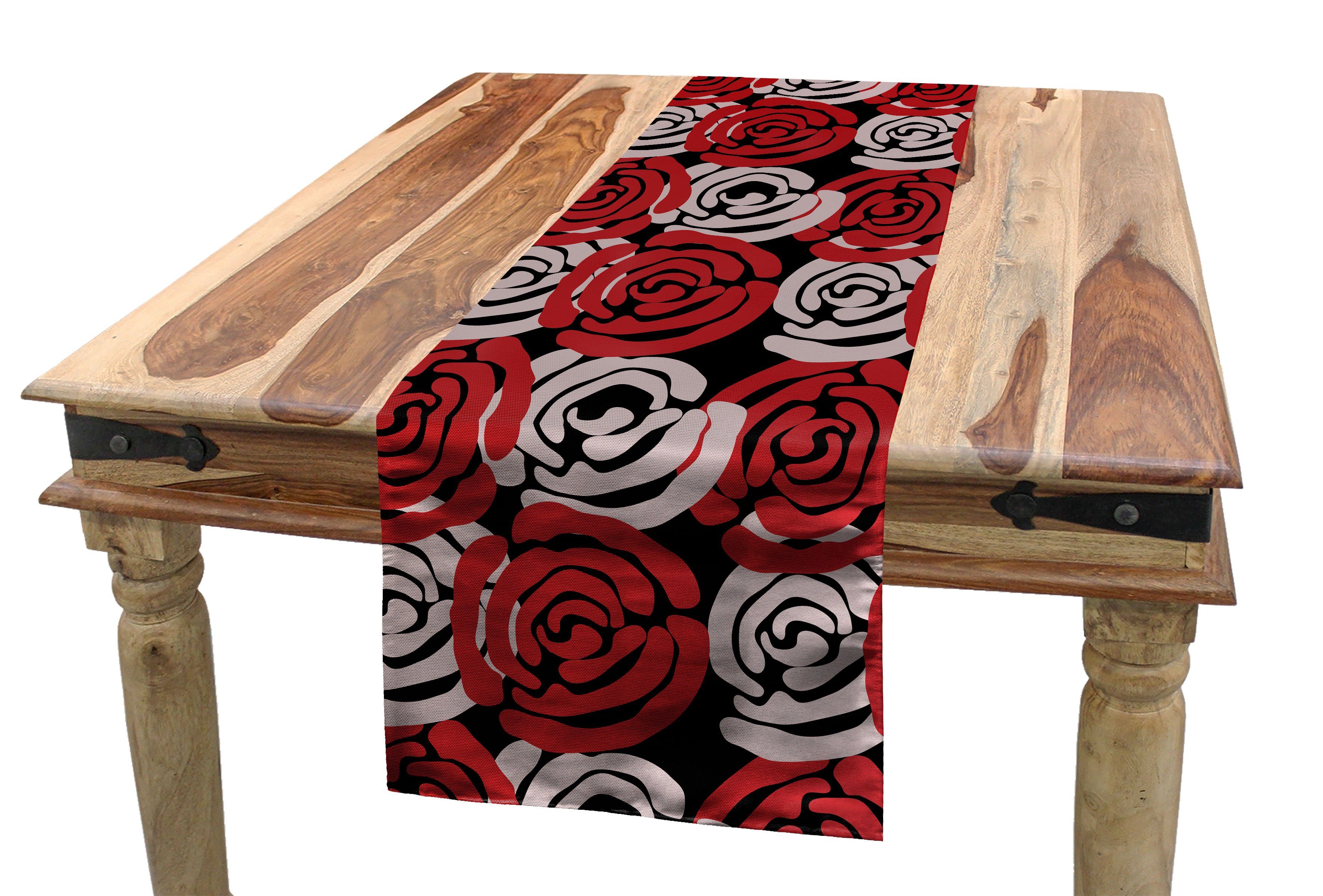 Blumen Hervorgehoben Abakuhaus Küche Tischläufer Dekorativer Rechteckiger Esszimmer Rose Digitale Tischläufer,
