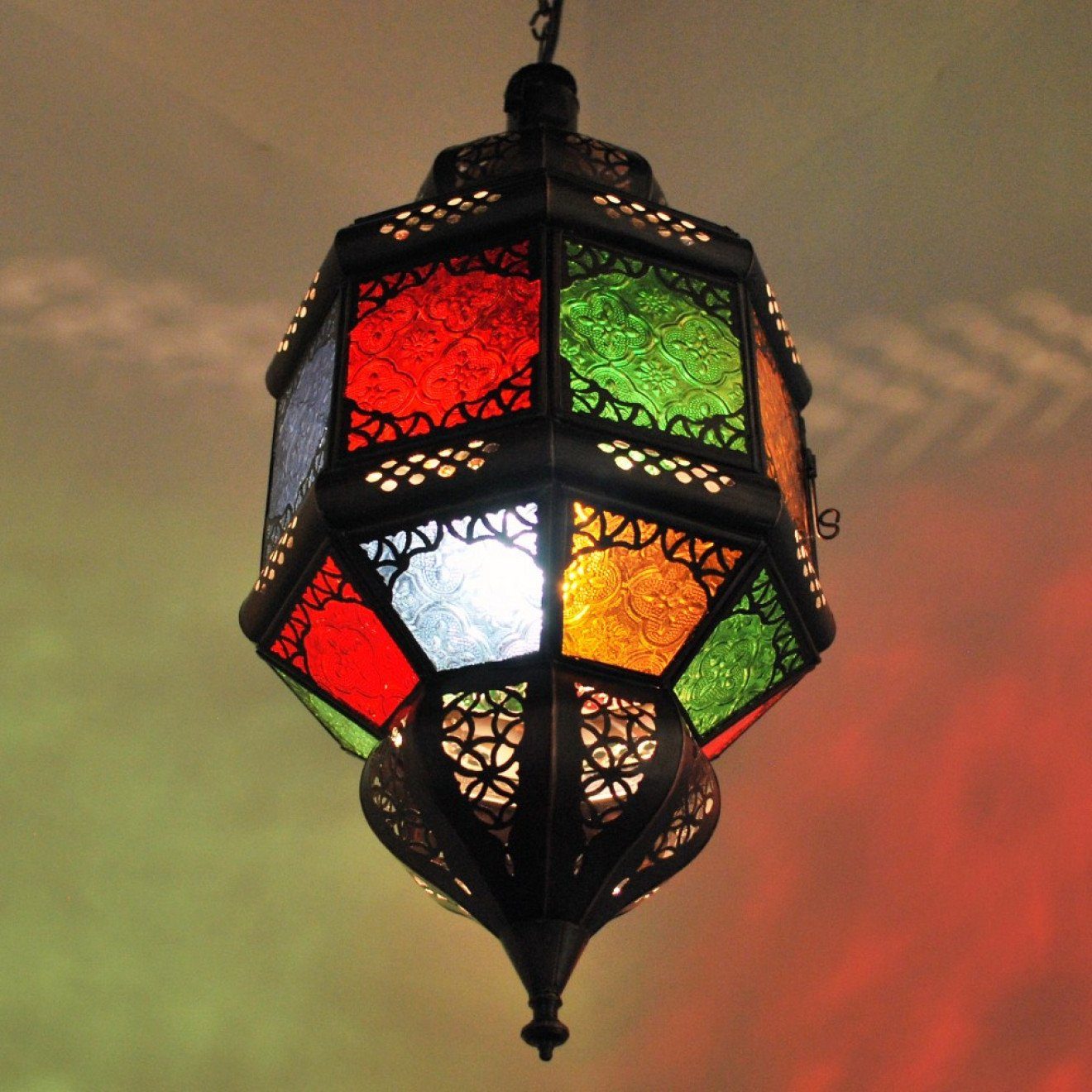 Hängeleuchte, l-artisan Pendelleuchte, Hängelampe Deckenleuchte Leuchtmittel Marokko, Bunt TITIA, Aus ohne