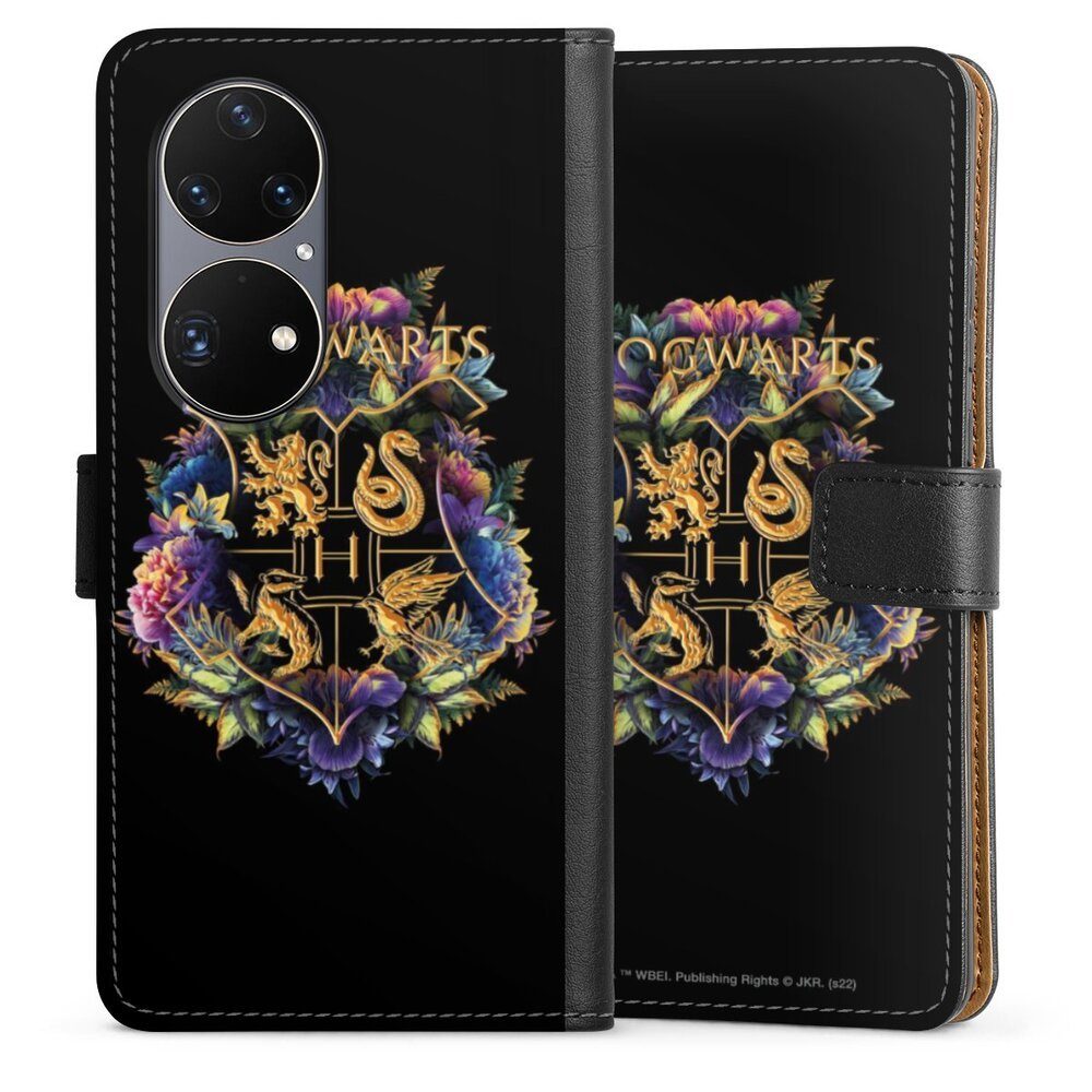 DeinDesign Handyhülle Harry Potter Hogwarts Wappen Hogwarts Emblem, Huawei P50 Pro Hülle Handy Flip Case Wallet Cover Handytasche Leder