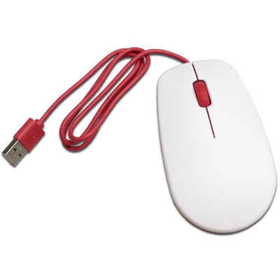 Raspberry Pi Foundation Raspberry Pi® Maus USB Optisch Weiß, Rot 3 Tasten Mäuse