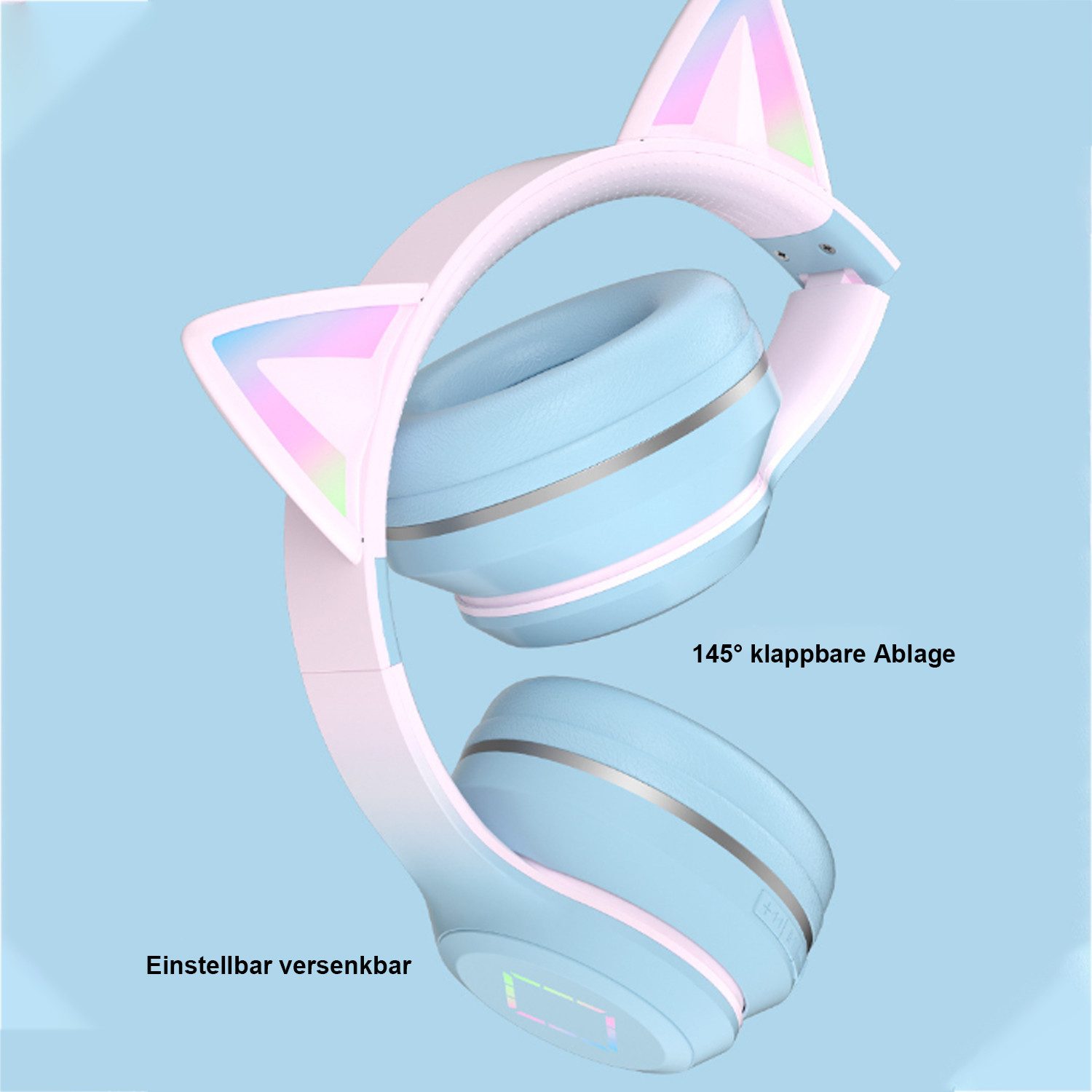 KINSI Bluetooth-Headset, wettbewerbsfähiges Gaming-Headset mit LED-Leuchten Kinder-Kopfhörer (Over-Ear, Noise-Cancelling)