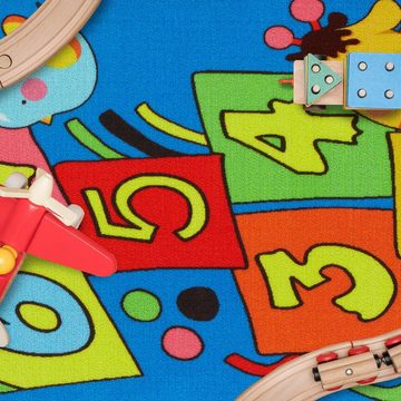 Kinderteppich Kinderteppich Hüpfkästchen mit Tieren, relaxdays, Höhe: 4 mm