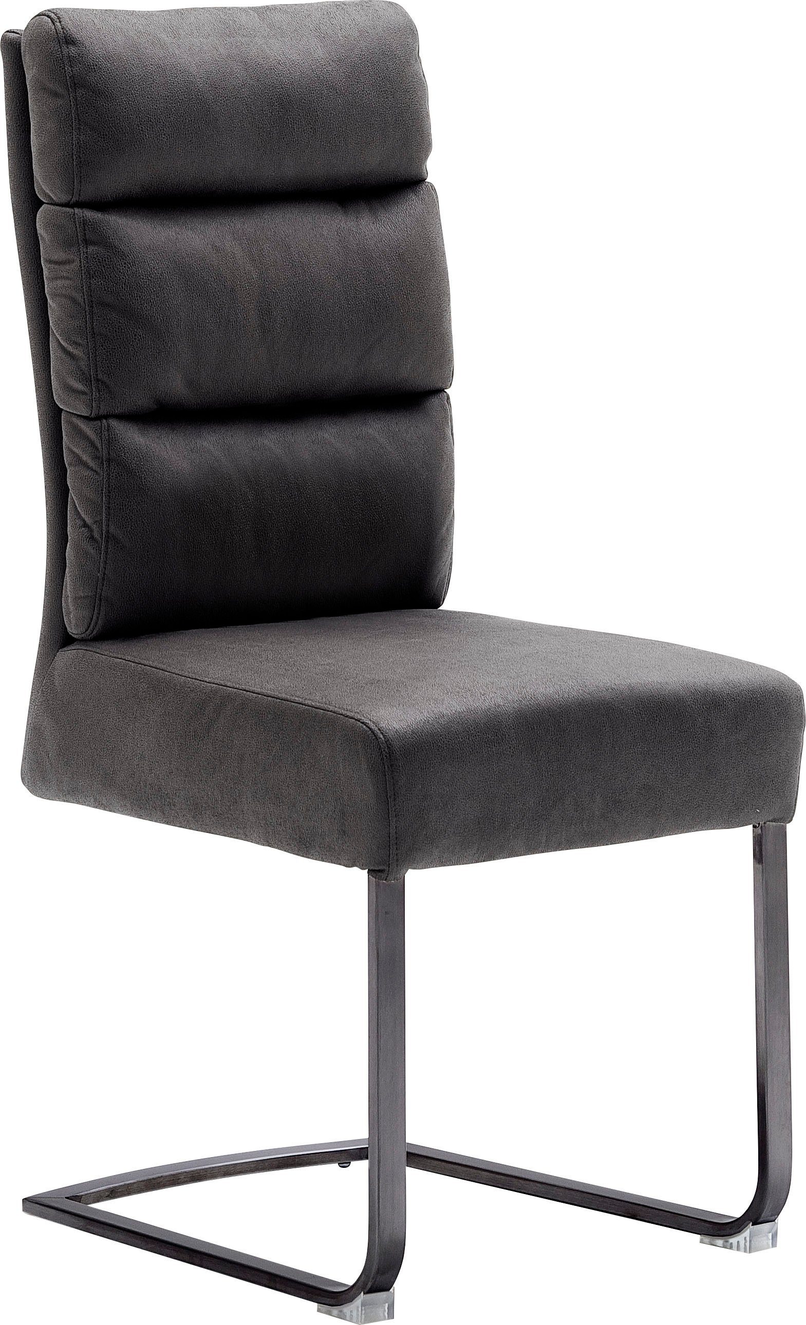 MCA furniture Freischwinger Rochester Stuhl Kg Grau matt 120 bis lackiert Grau | | 2 Schwarz belastbar St), (Set