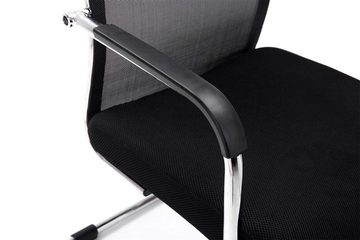 TPFLiving Besucherstuhl Brent Two mit hochwertig gepolsterter Sitzfläche - Konferenzstuhl (Küchenstuhl - Esszimmerstuhl - Wohnzimmerstuhl), Gestell: Metall chrom - Sitzfläche: Netzbezug schwarz