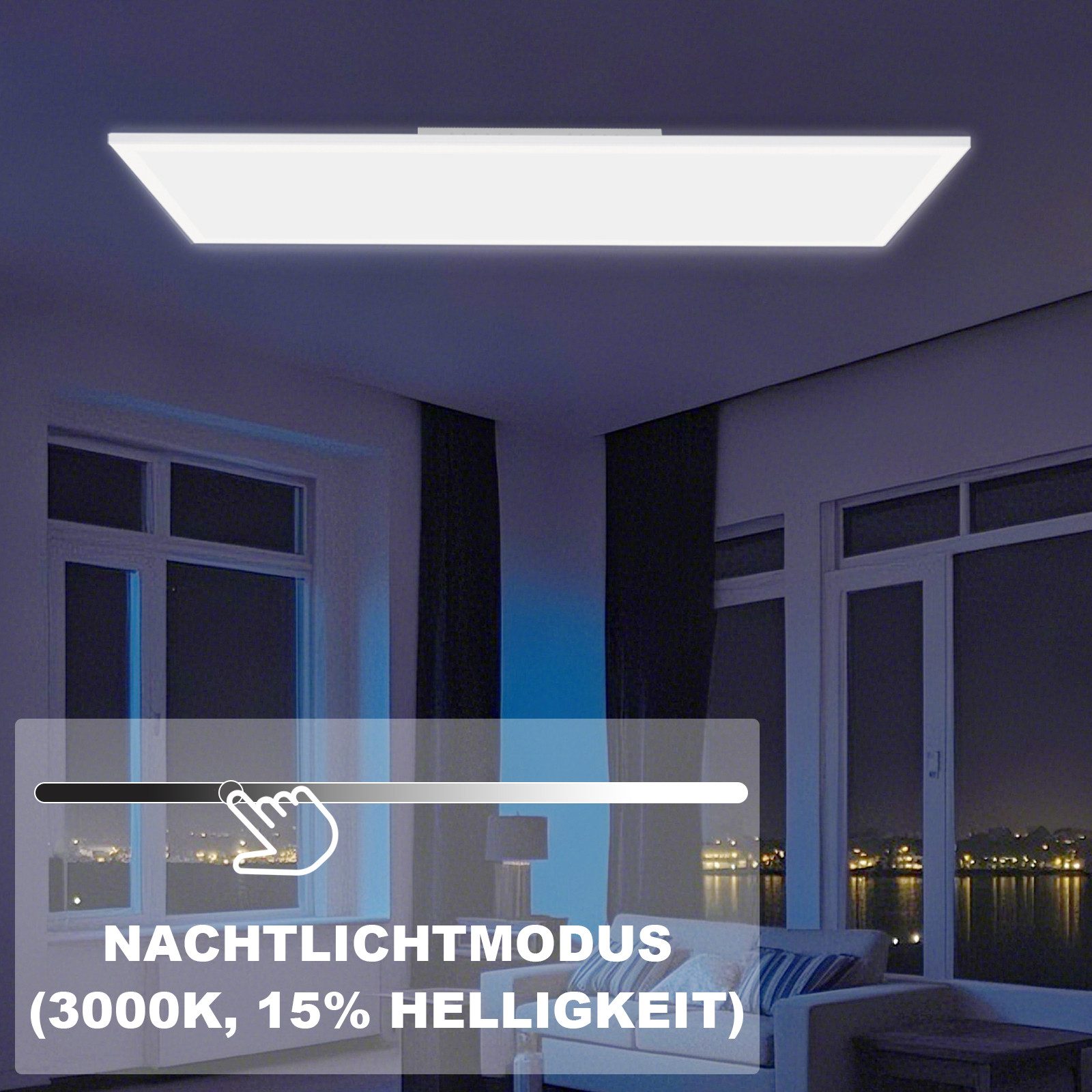 ZMH LED Deckenleuchte Wohnzimmer Dimmbar Deckenpanel Lang RGB Farbwechsel K günstig online kaufen