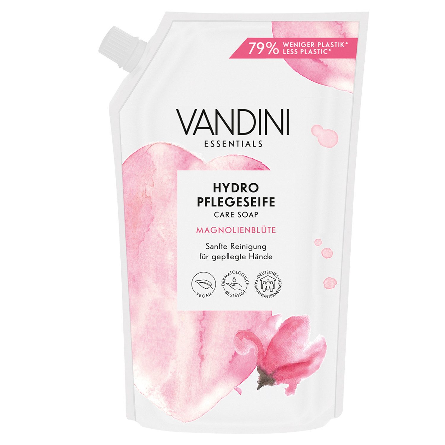 VANDINI Flüssigseife Hydro Seife Nachfüllbeutel mit Magnolienblüte Duft, vegan, 500ml, 1-tlg.