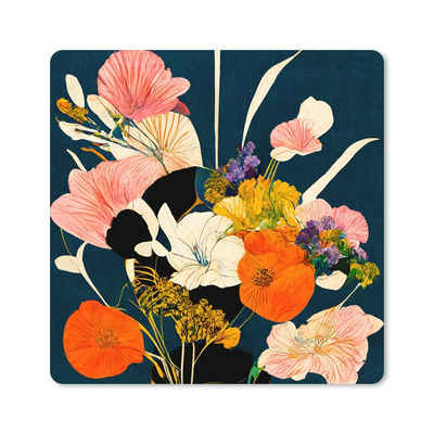 MuchoWow Gaming Mauspad Blumen - Vase - Malerei - Pflanzen (1-St), Gaming, Rutschfester Unterseite, Mausunterlage, 80x80 cm, XXL, Großes