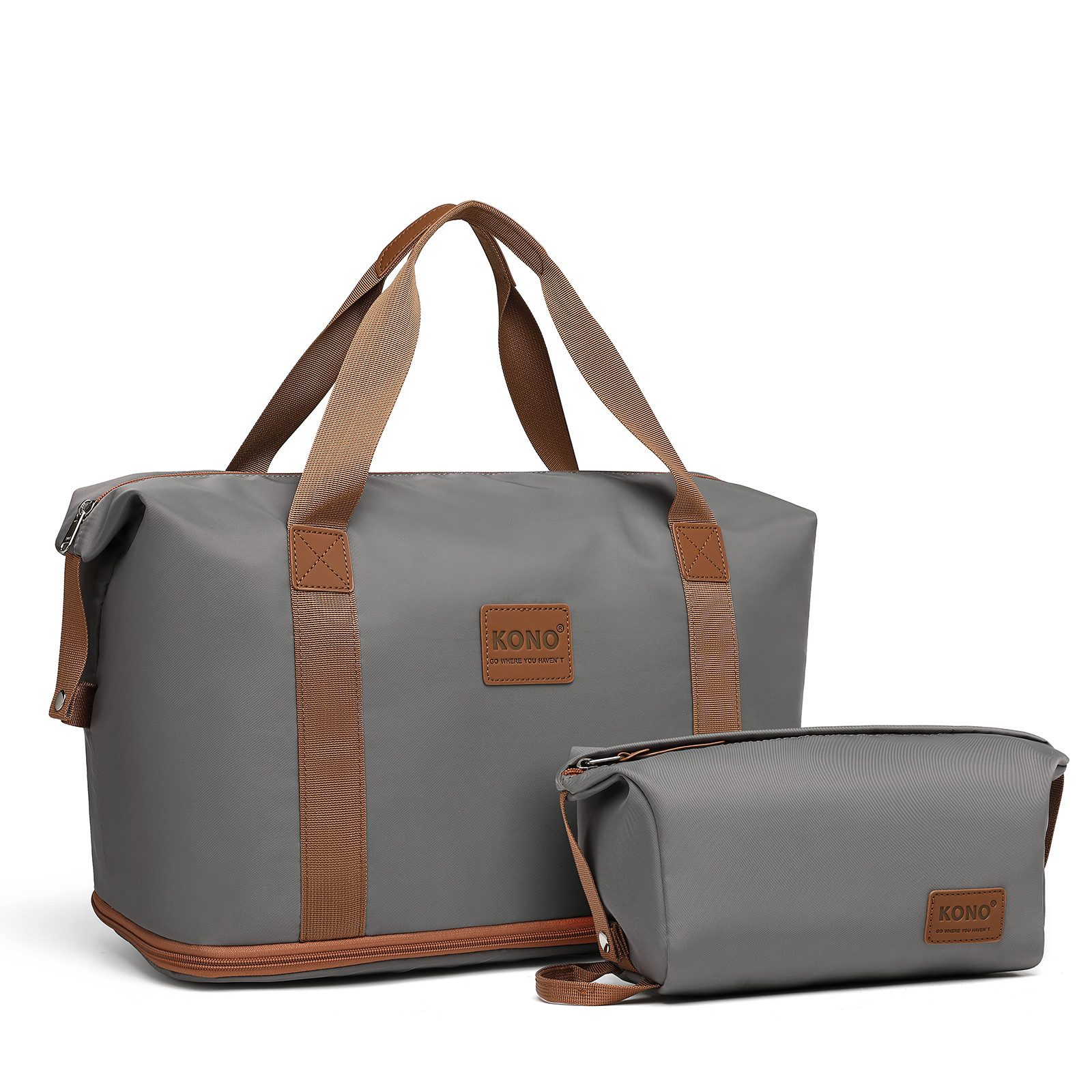 KONO Reisetasche 2-in-1 Set: Erweiterbare Handgepäck-Tasche (36L) + Kosmetiktasche, Praktisches und leichtes Design