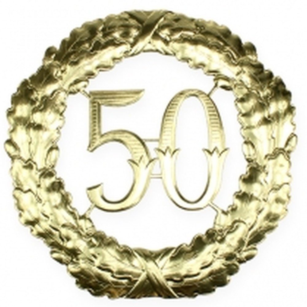 Viana Jubiläumskarte Goldene Jubiläumszahl 50 mit Eichenkranz, Deko zum Geburtstag &