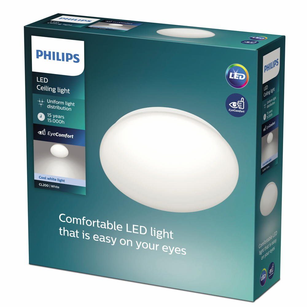 Philips LED 6W Leuchtmittel Deckenbeleuchtung, Angabe, LED LED, Deckenlicht Deckenleuchte Cl200 Ja, Weiß keine 4000, 4000K, 640lm Deckenlampe, in enthalten: verbaut, Deckenleuchte fest