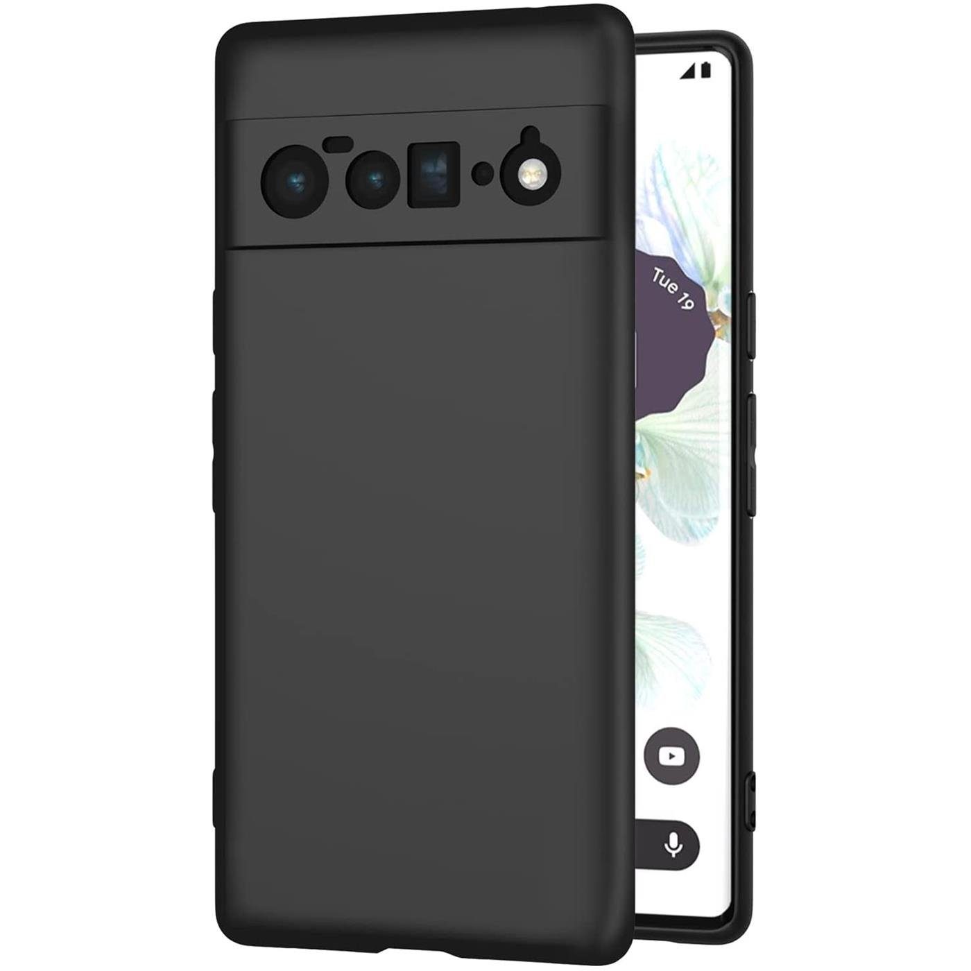 CoolGadget Handyhülle Handy Schutzhülle für Google Pixel 6 Pro matt schwarz 6,7 Zoll, Silikon TPU Hülle Schutz Tasche Cover schlicht Slim Case