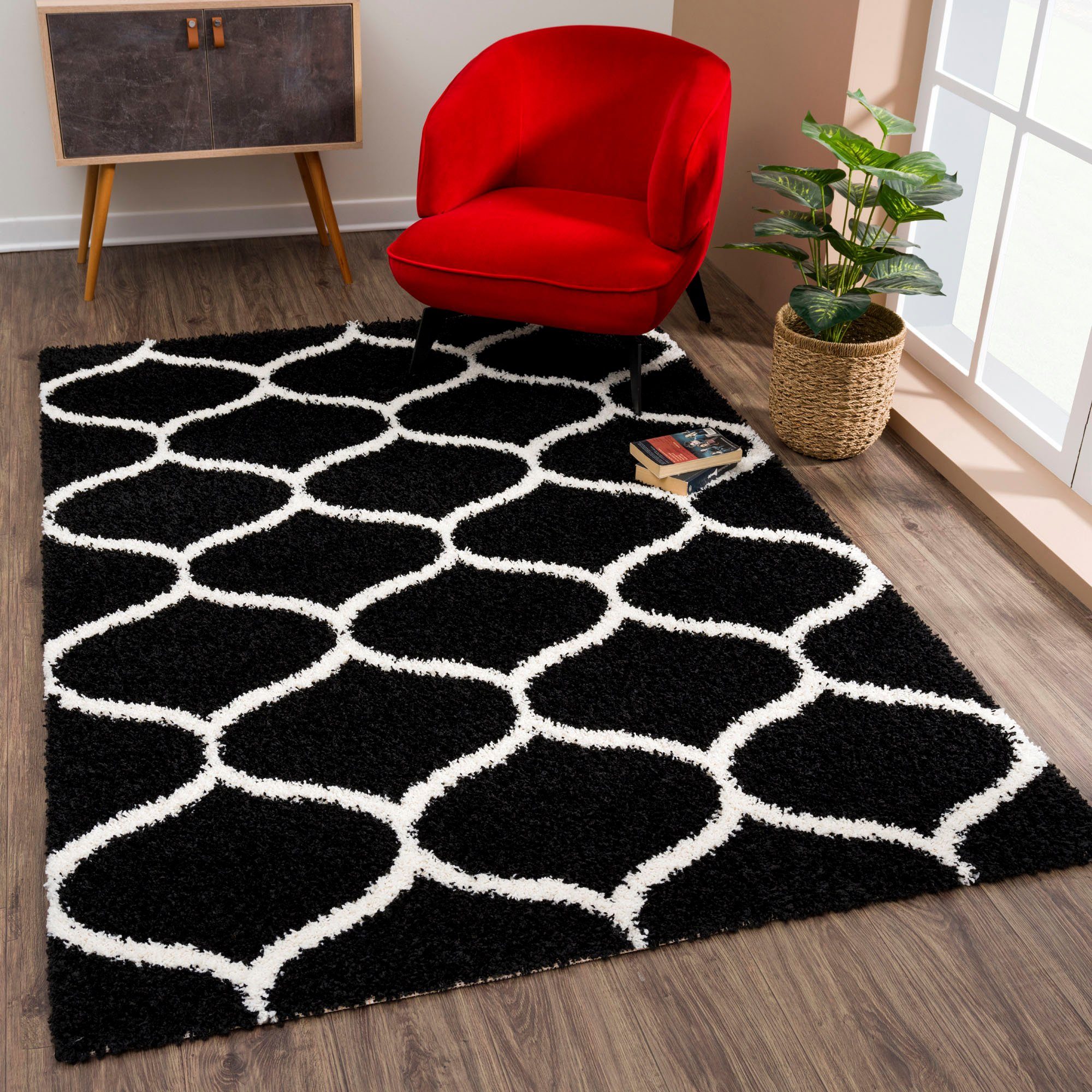 Sanat Hochflor-Teppich Madrid, auch in Rund erhältlich, rechteckig, Höhe: 30 mm, Wohnzimmer, Langflor, Shaggy Teppich