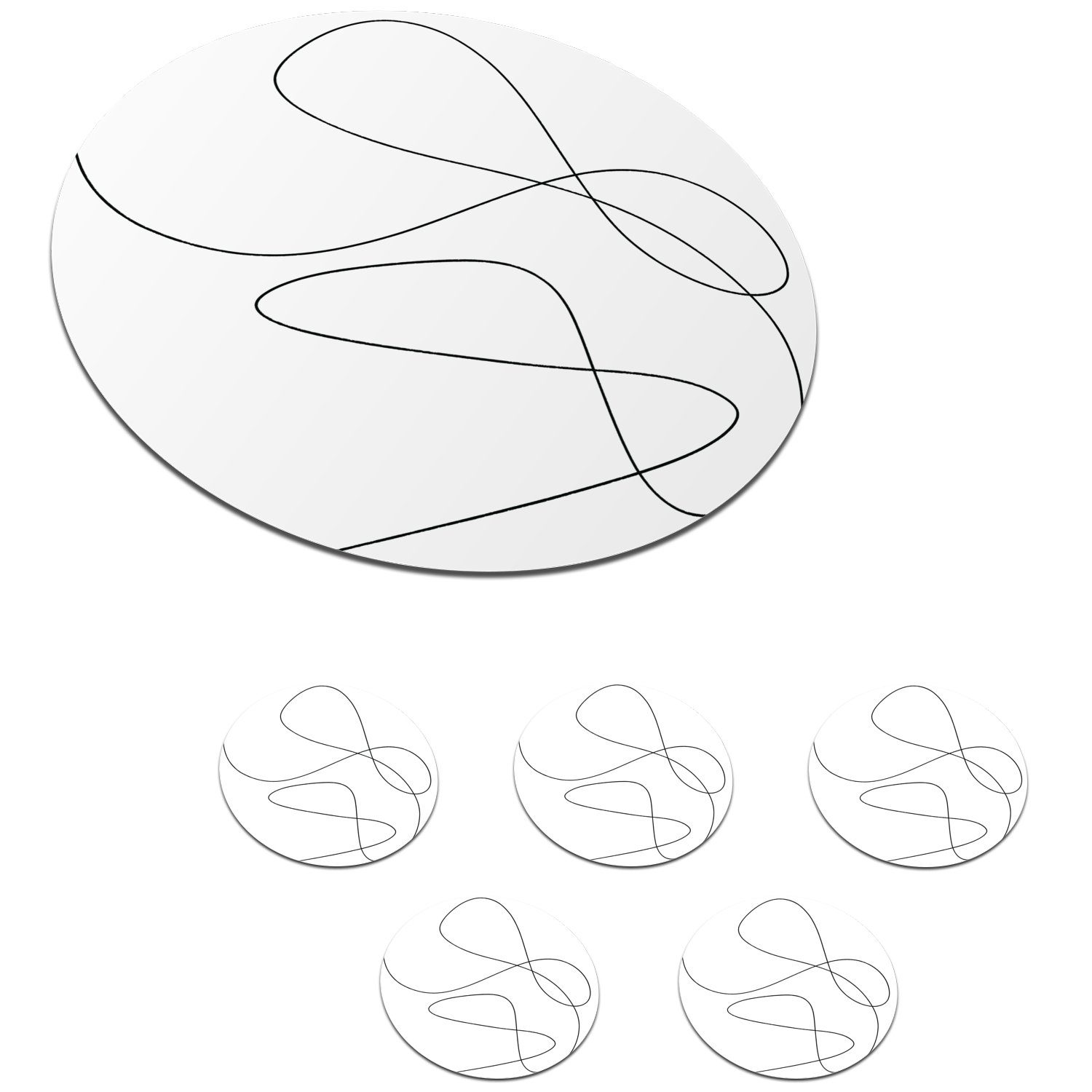 - Minimalismus Korkuntersetzer, Abstrakt, 6-tlg., Tasse, Tassenuntersetzer, Gläser, Getränkeuntersetzer, Linienkunst - Glasuntersetzer für Zubehör Becher MuchoWow