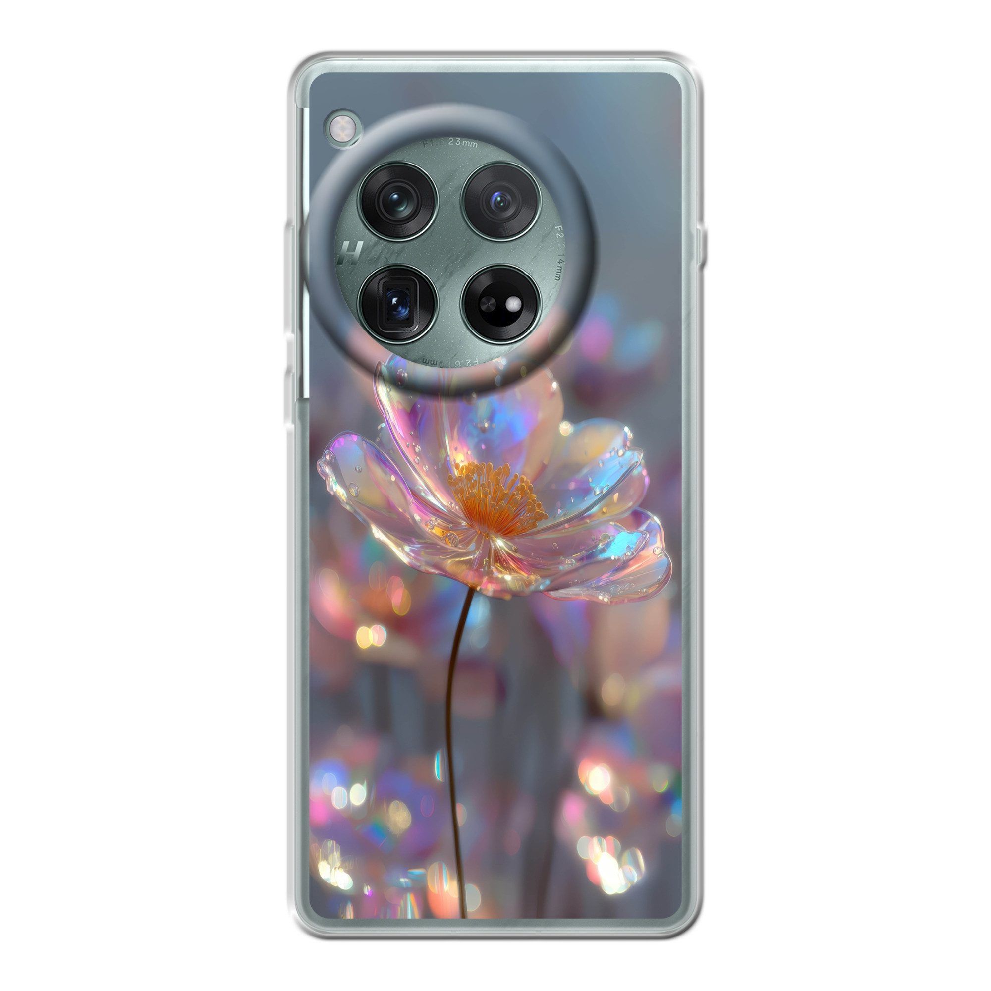 MuchoWow Handyhülle für OnePlus 12r Blume - Transparent - Pastellfarben - Tropfen, Handy Case, Silikon, Bumper Case Dünn