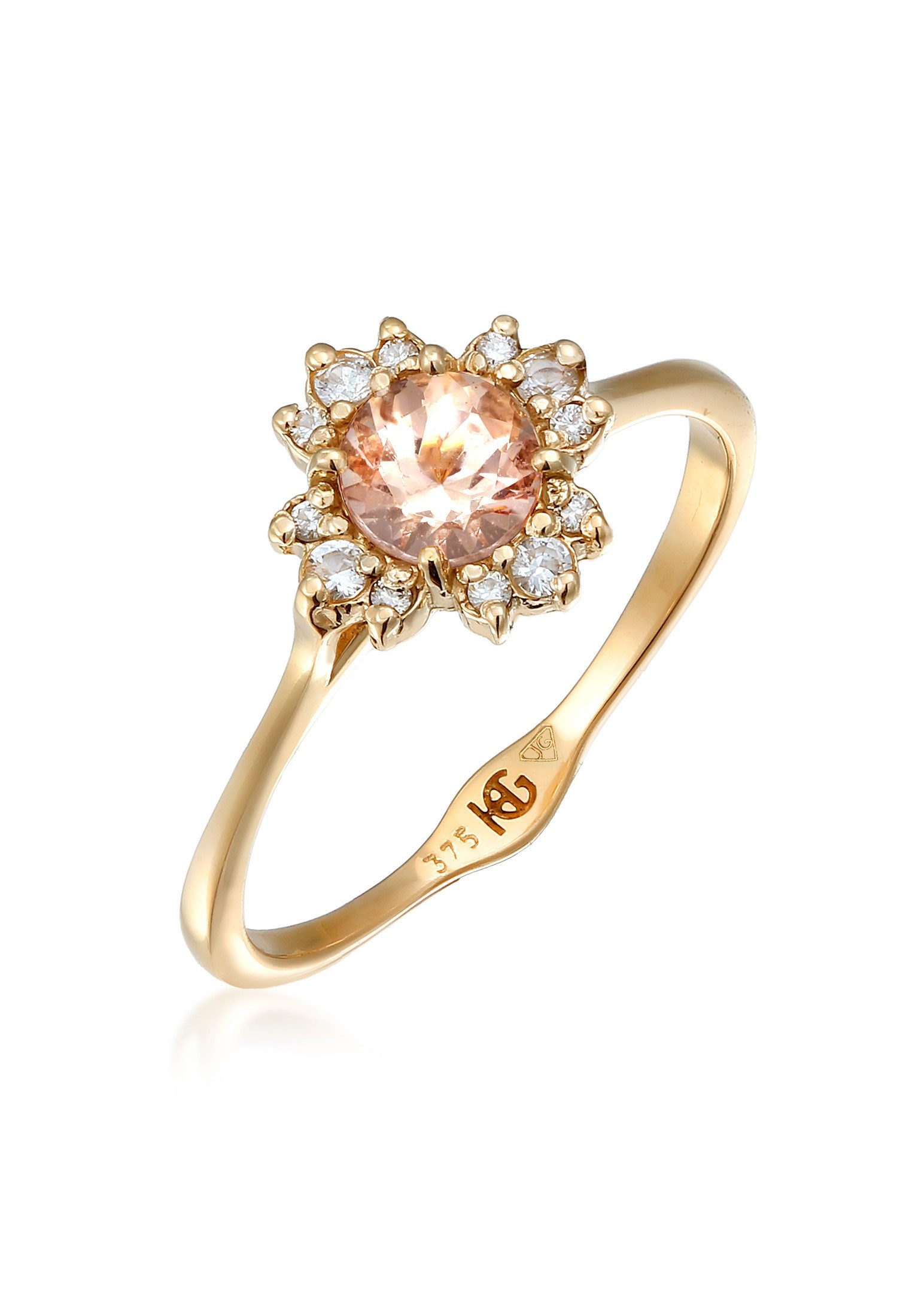 HAZE & GLORY Verlobungsring Diamant Morganit Verlobungsring 375 Gelbgold