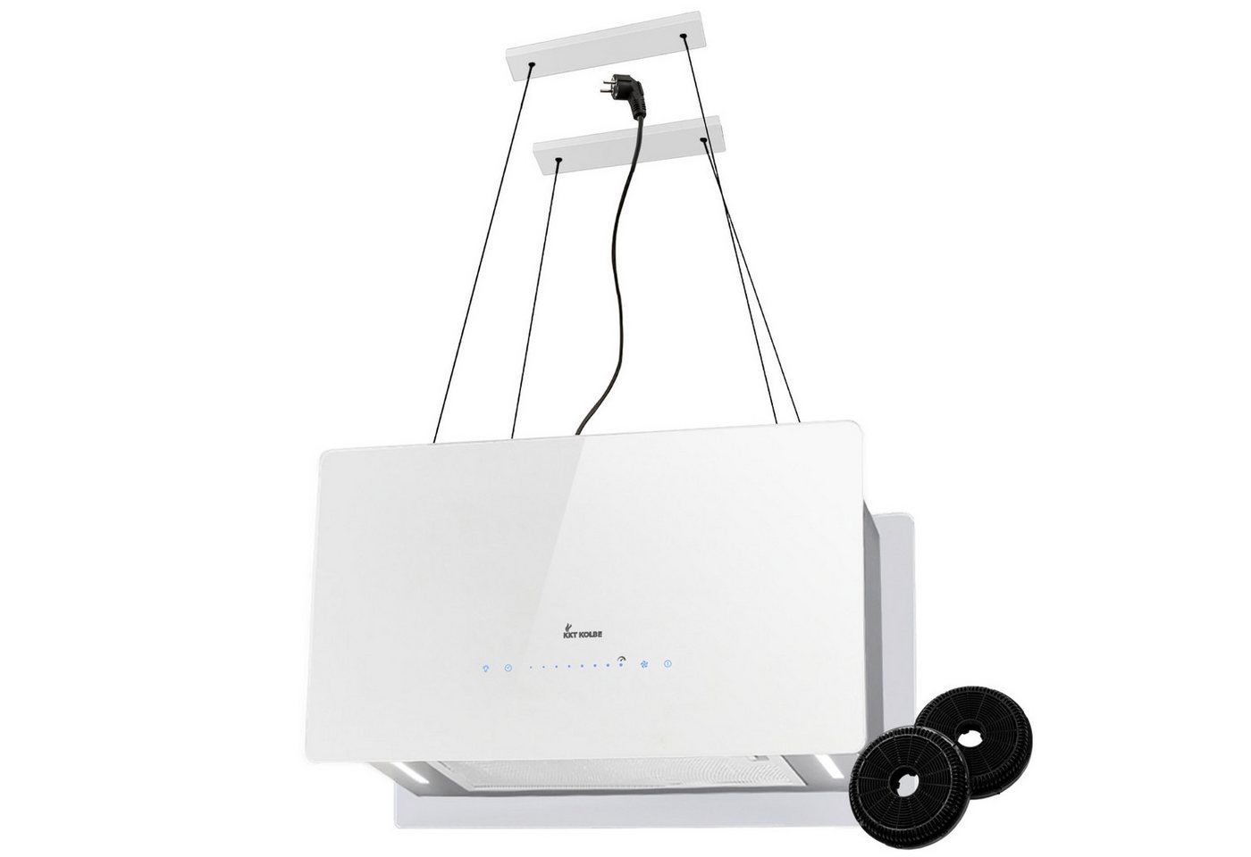 KKT KOLBE Inselhaube Dunstabzugshaube Inselhaube CUBE60-Serie 60cm Abzugshaube / Inselhaube / Umluft / Weiß / Glas / Touch LED / WiFi