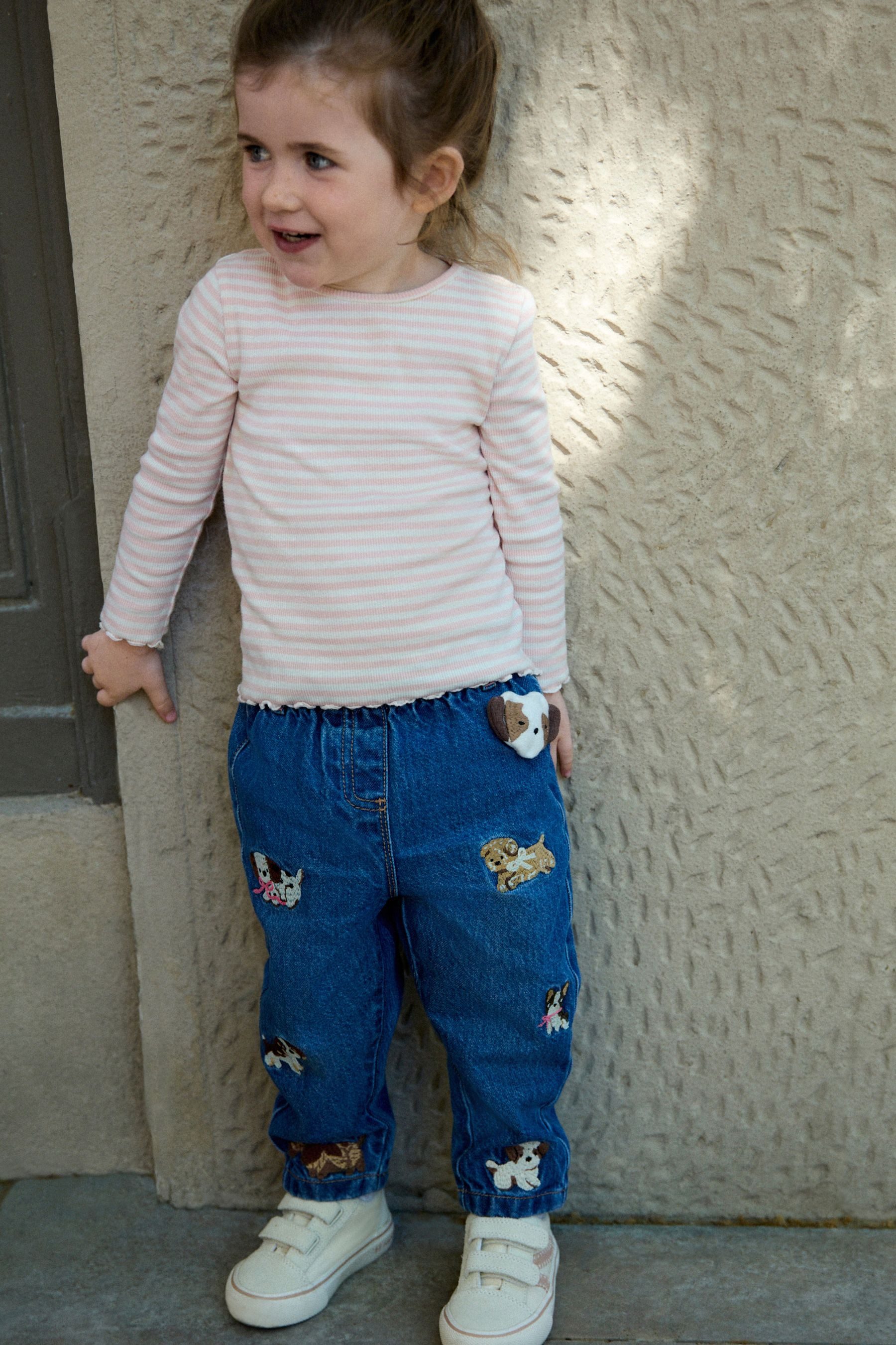 Next Mom-Jeans Mom-Jeans mit Stickerei (1-tlg)
