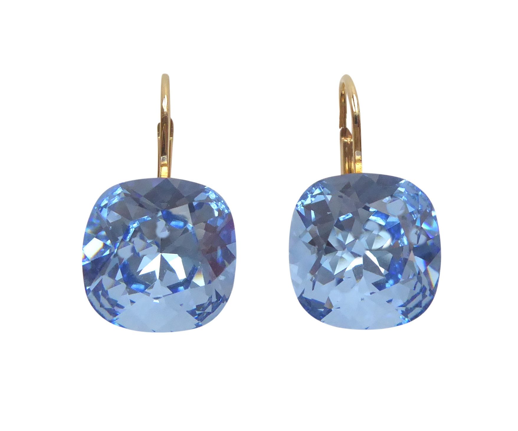 Mugello Paar Ohrhänger Romy blau jeans vergoldet Alltagsohrring Frau Mädchen, Handgefertigter Modeschmuck, made in Germany