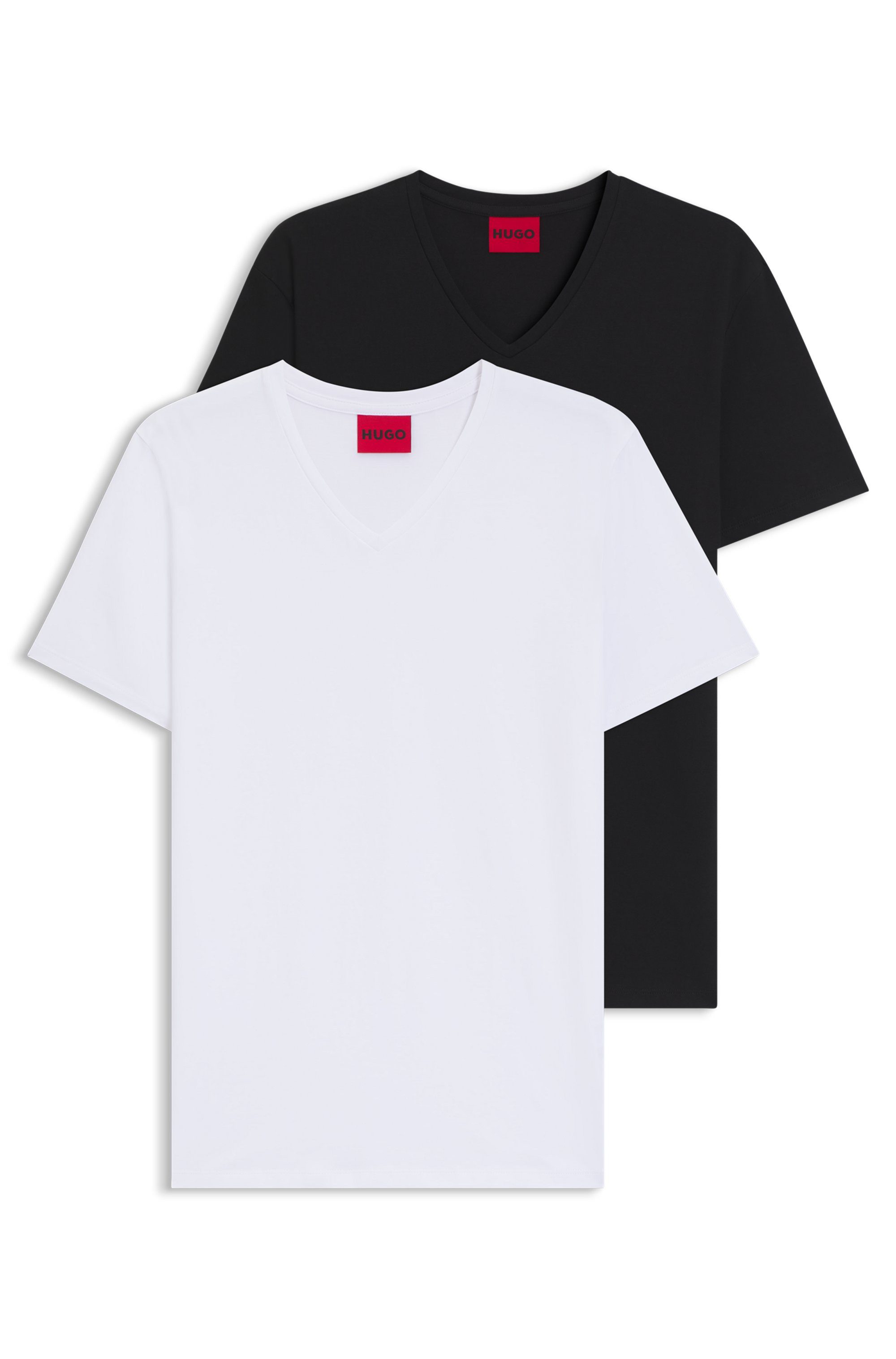 HUGO T-Shirt HUGO-V (Packung, 2er) V-Ausschnitt, Slim-Fit, HUGO Logo-Print günstig online kaufen