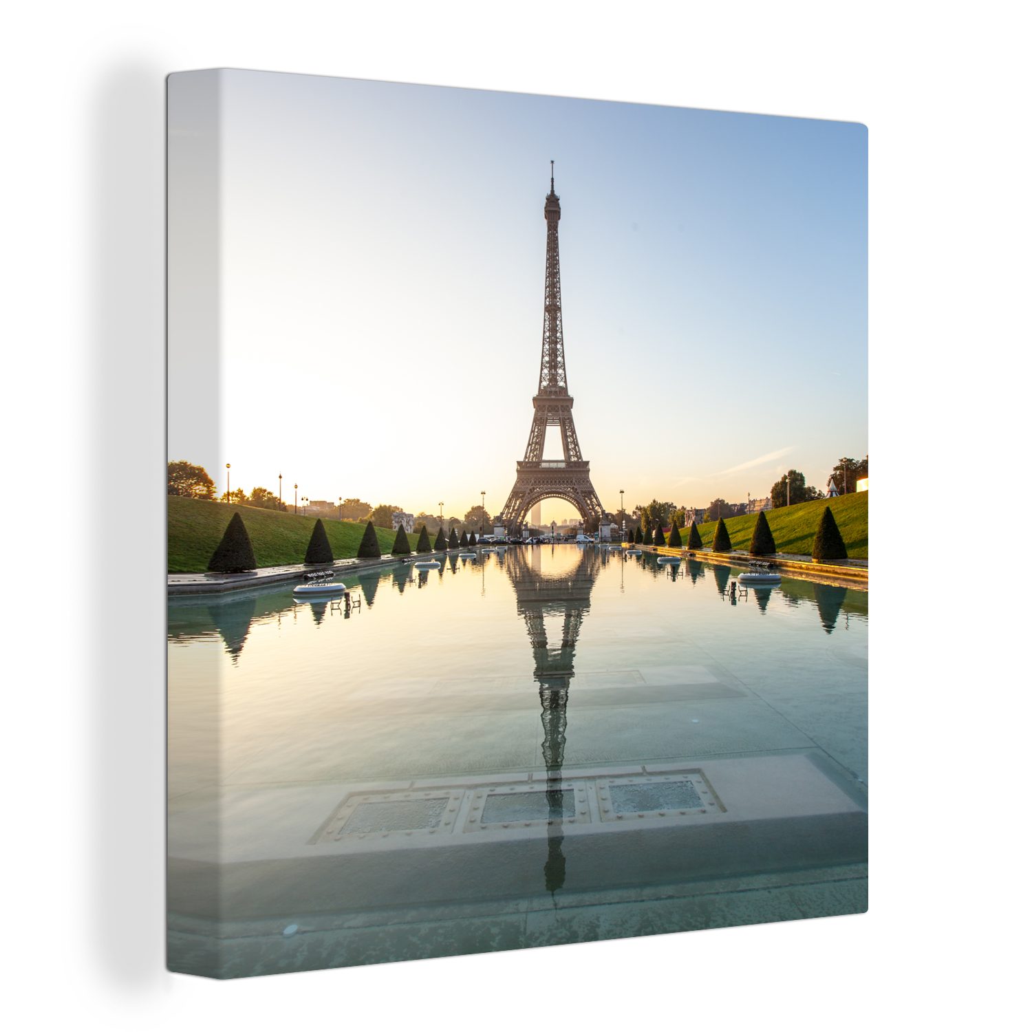 Wohnzimmer OneMillionCanvasses® die Der St), für Leinwand des Leinwandbild Eiffelturm (1 Schlafzimmer und Bilder Gärten Trocadero-Palastes,