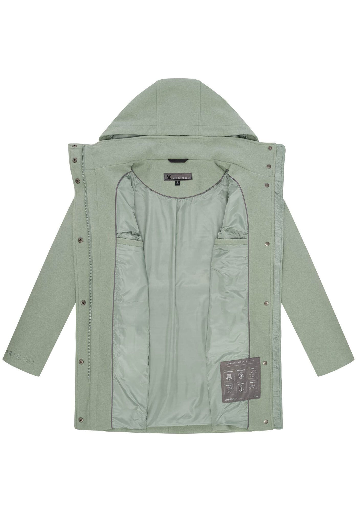 Marikoo Kurzmantel Katalinaa Eleganter Wickel Mantel mit Taillengürtel und Oversized Hood Kapuze – Bild 5 von 5