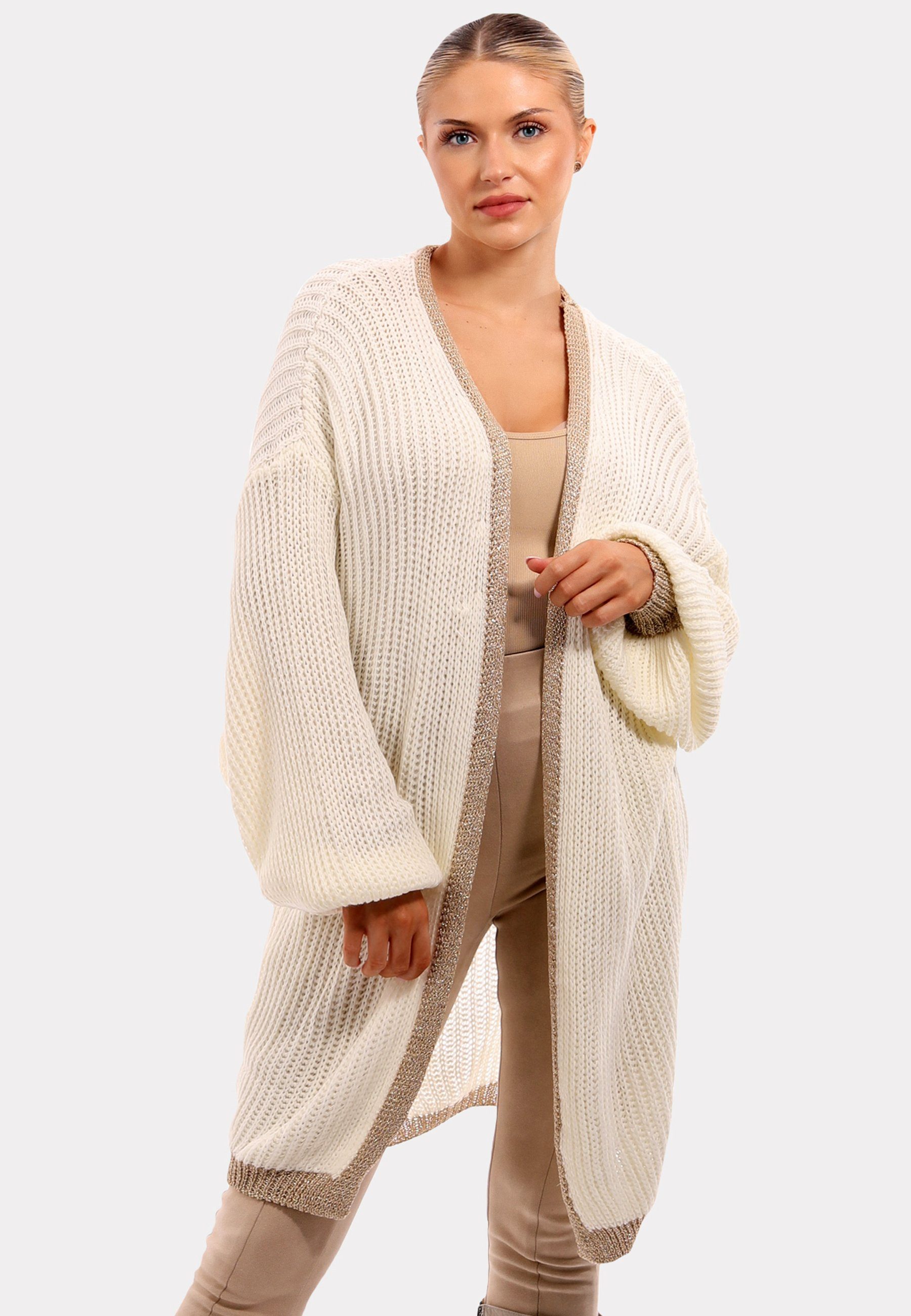 Günstiger Versand im Ausland! YC Fashion & (1-tlg) Style "Glanzvoller weiß Cardigan Unifarbe in Allrounder-Cardigan"