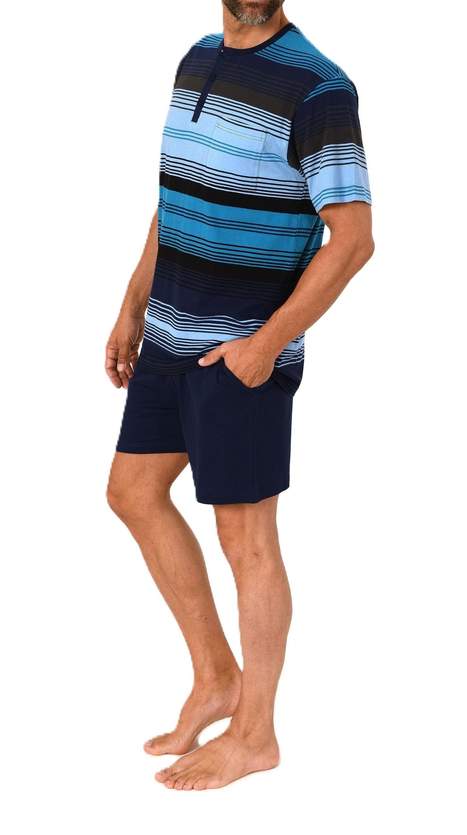 Normann Pyjama Normann Herren kurzarm Schlafanzug Shorty mit Knopfleiste am Hals – Bild 4 von 5