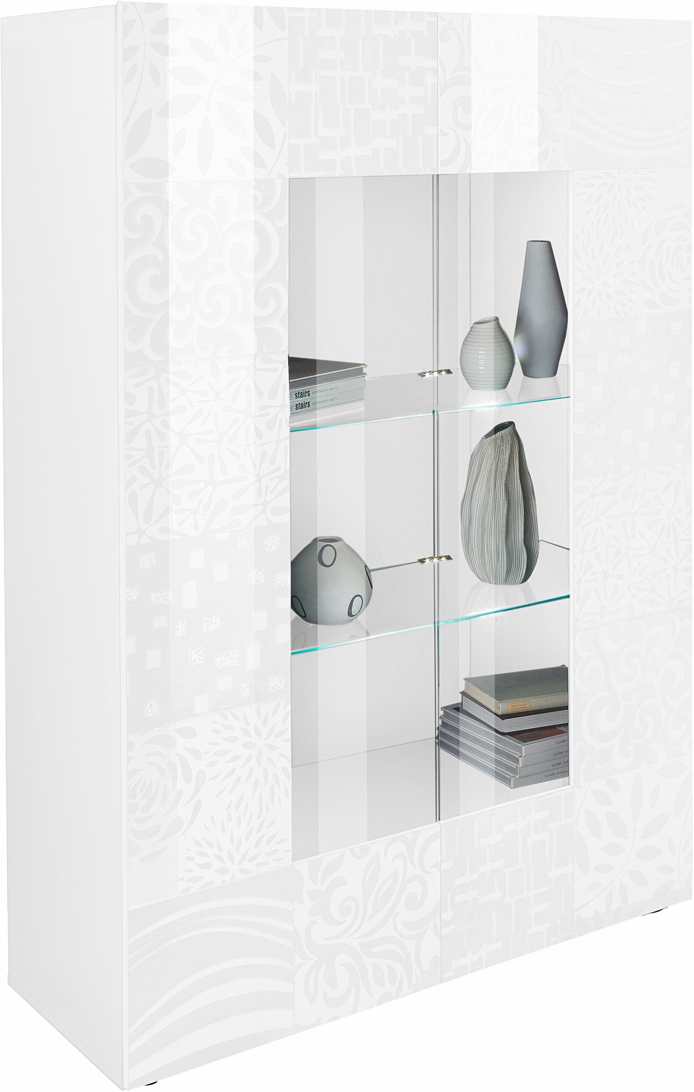 INOSIGN Vitrine "Miro", Stauraumvitrine, Höhe 166 cm mit dekorativem Siebdr günstig online kaufen
