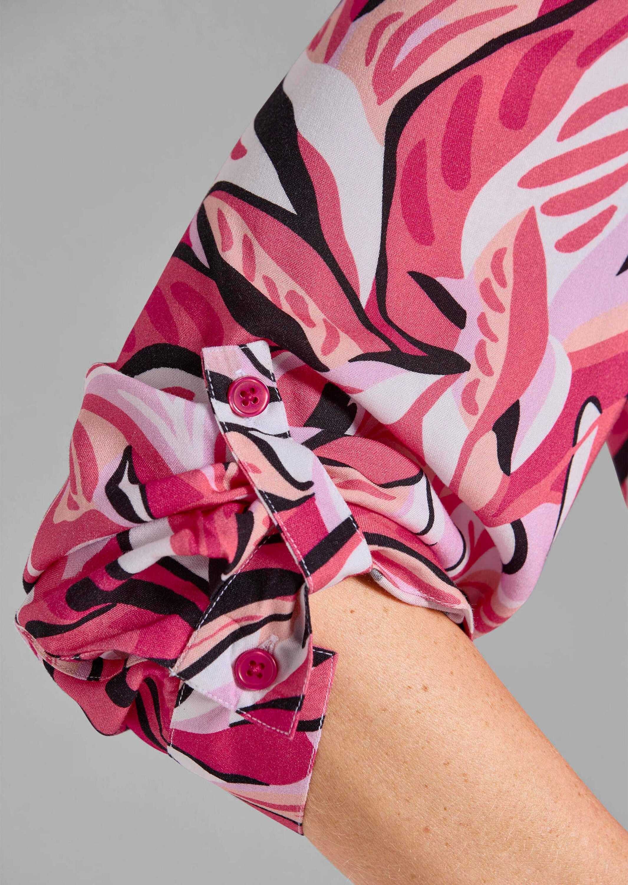 GOLDNER Sommerkleid Druckkleid mit floralem Muster Viskosekleid mit Hemdkragen, Knopfleiste, Knielänge und 3/4-Arm – Bild 5 von 5